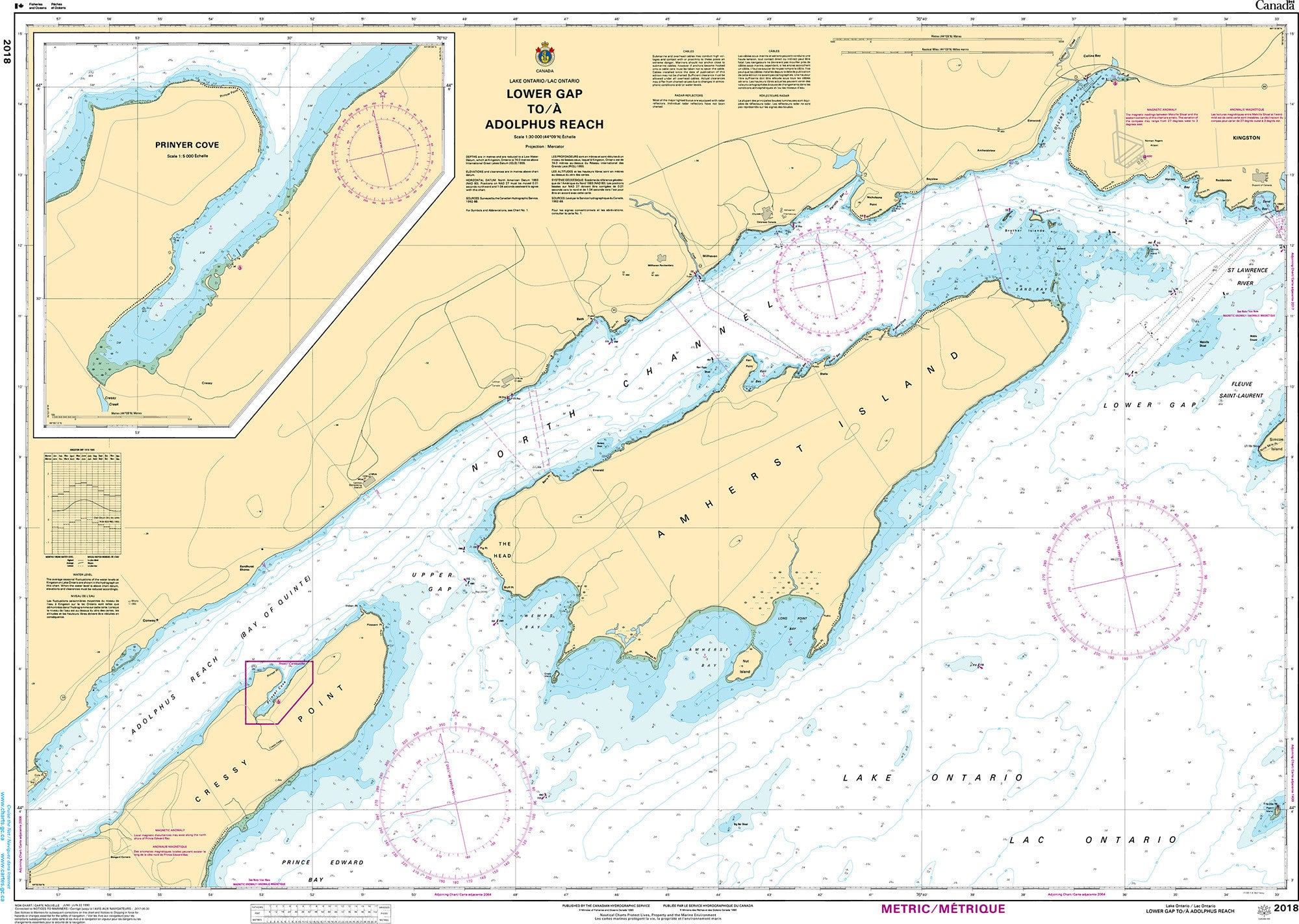 Canadian Hydrographic Service Nautical Chart CHS2018: Lower Gap to/à Adolphus Reach
