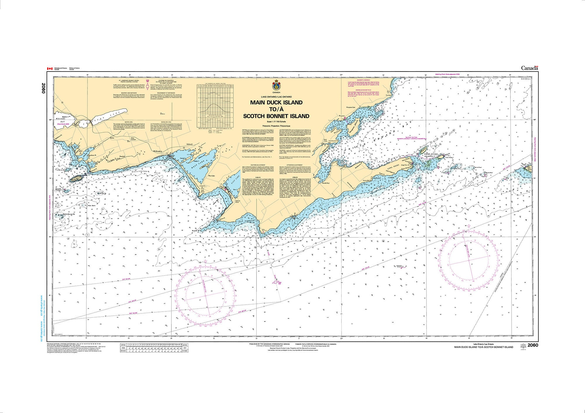 Canadian Hydrographic Service Nautical Chart CHS2060: Main Duck Island to/à Scotch Bonnet Island
