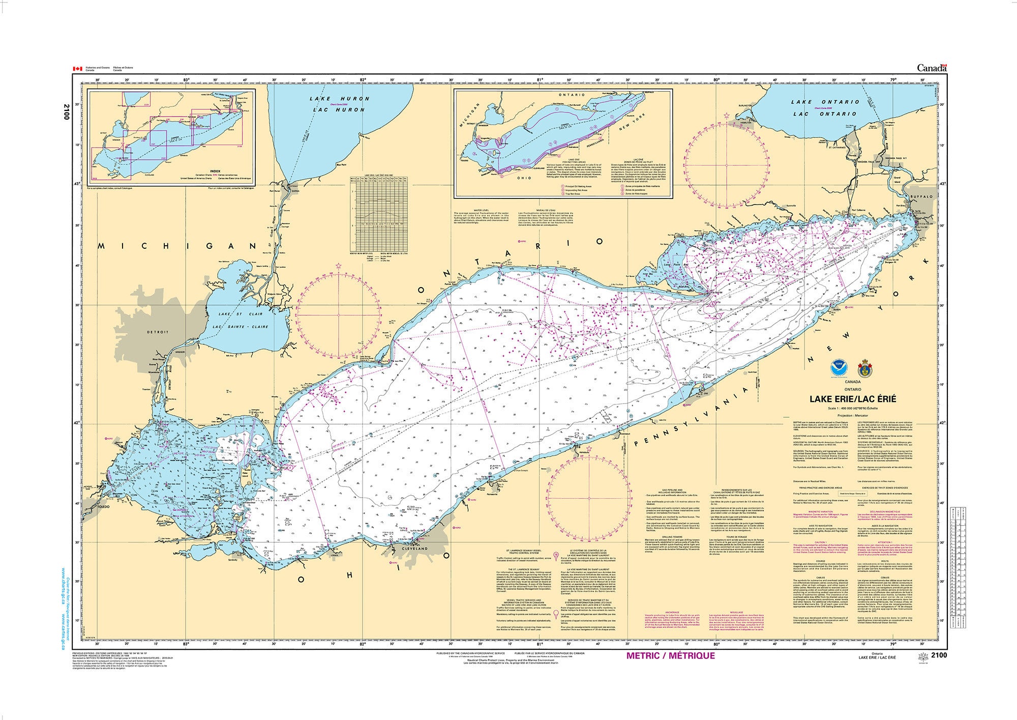 Canadian Hydrographic Service Nautical Chart CHS2100: Lake Erie / Lac Érié