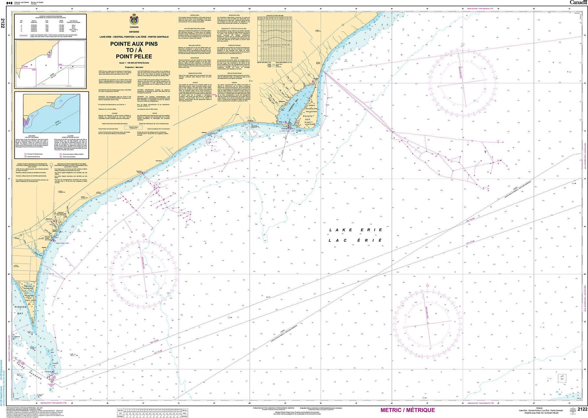 Canadian Hydrographic Service Nautical Chart CHS2122: Pointe aux Pins to/à Point Pelee