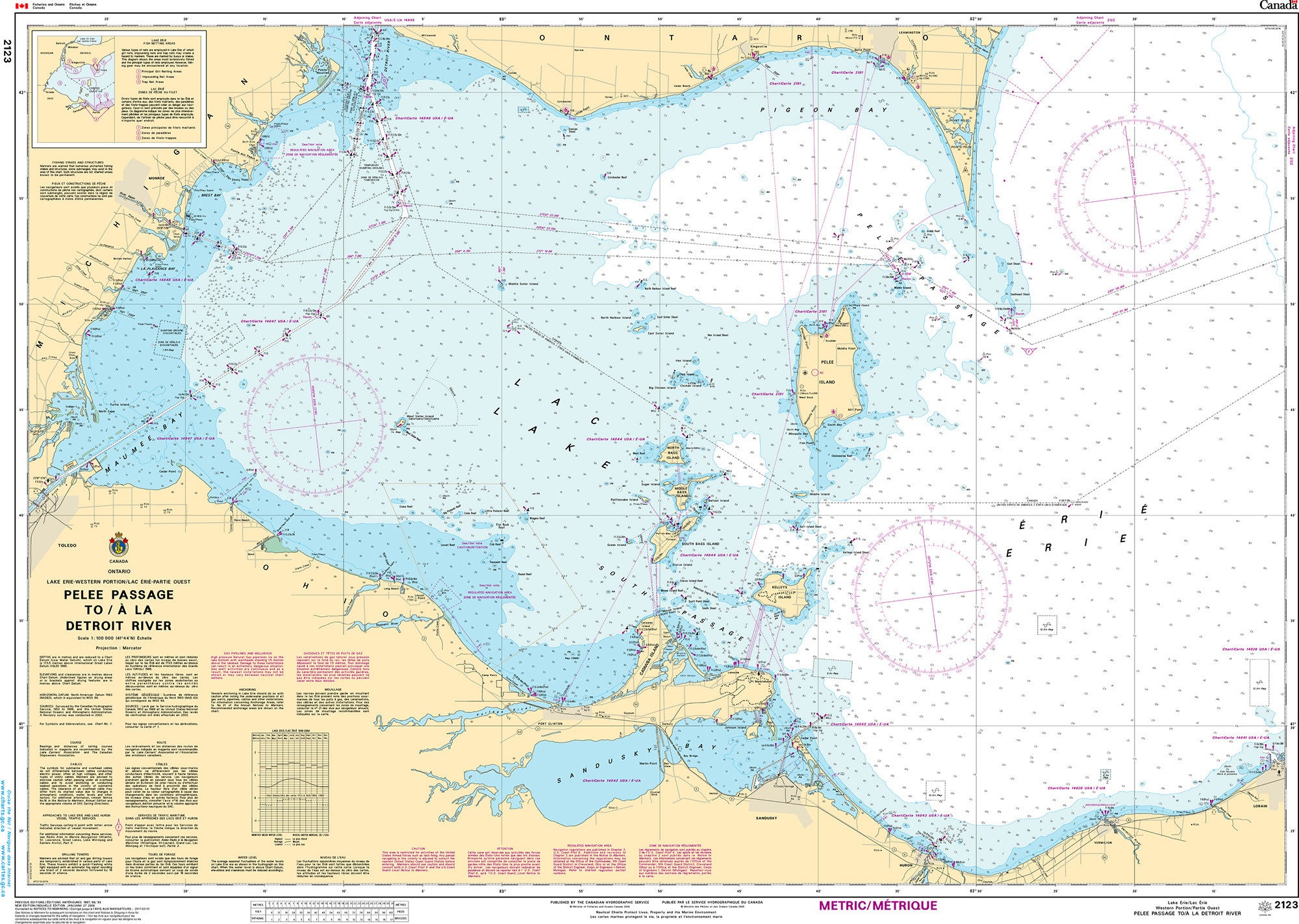 Canadian Hydrographic Service Nautical Chart CHS2123: Pelee Passage to/à la Detroit River