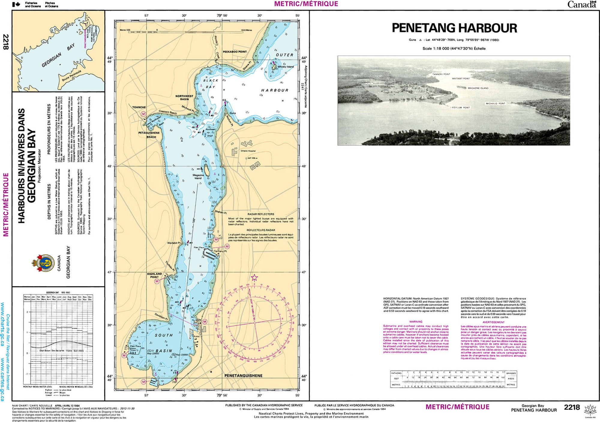 Canadian Hydrographic Service Nautical Chart CHS2218: Penetang Harbour