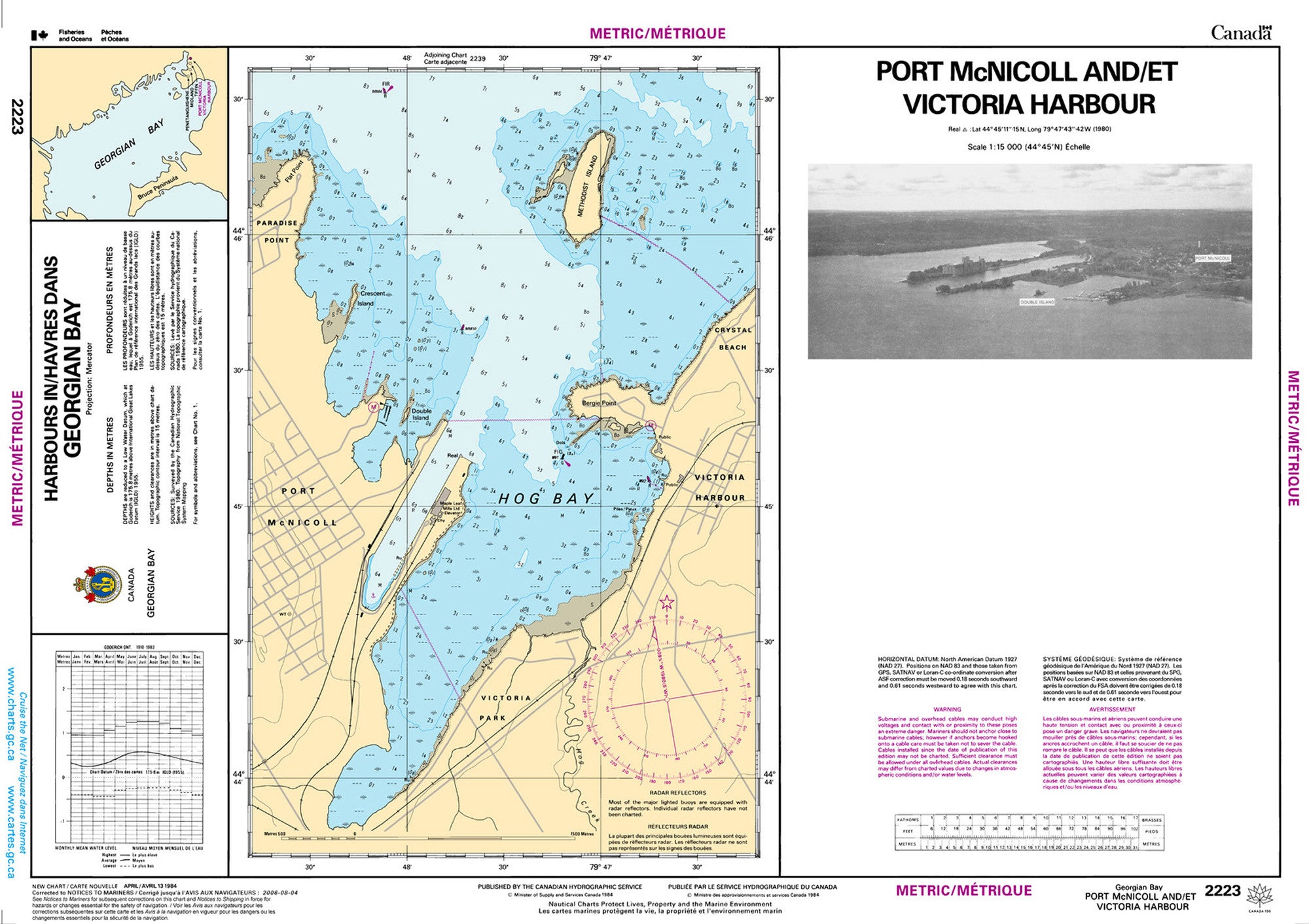 Canadian Hydrographic Service Nautical Chart CHS2223: Port McNicoll and/et Victoria Harbour