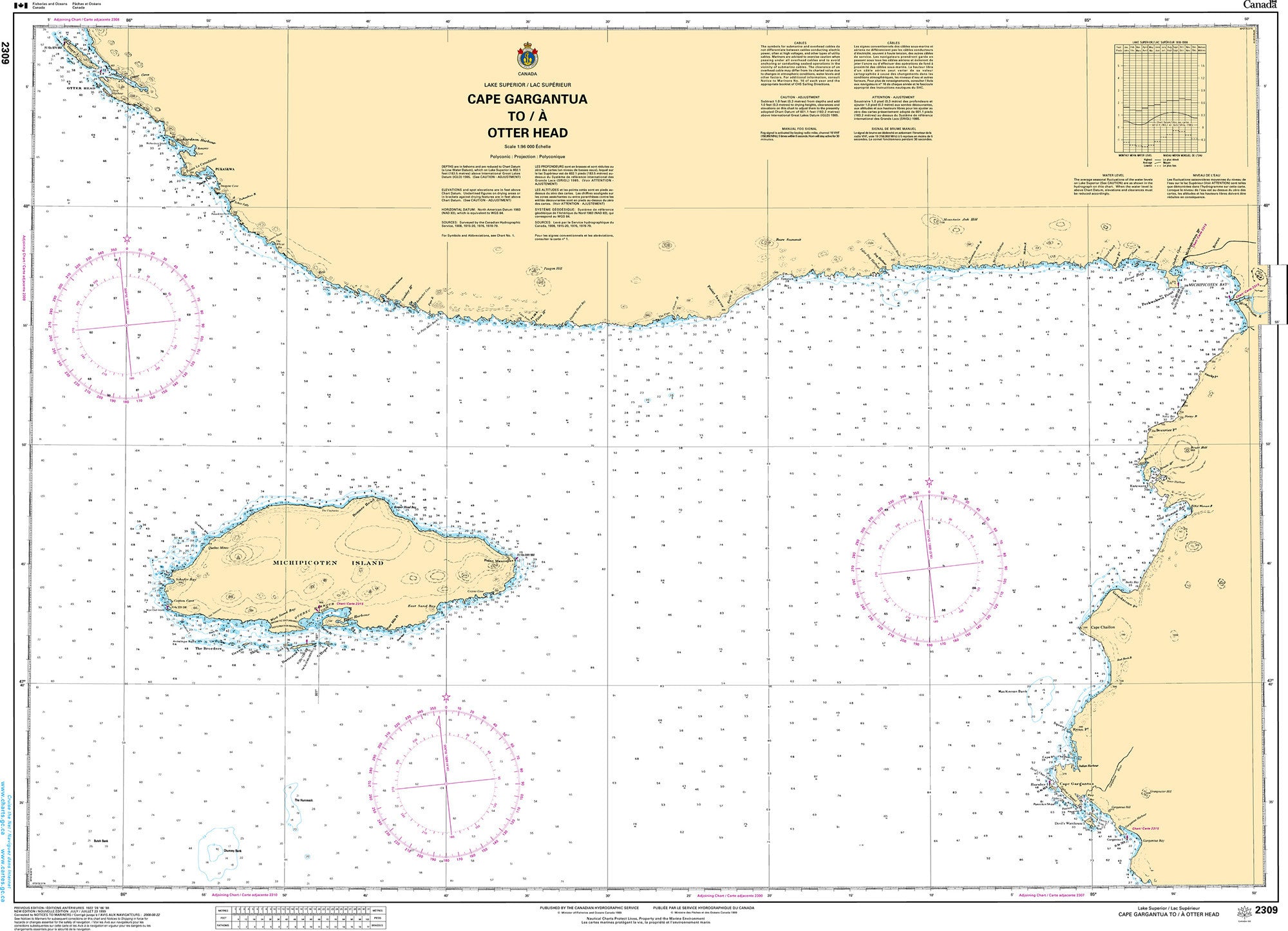 Canadian Hydrographic Service Nautical Chart CHS2309: Cape Gargantua to/à Otter Head