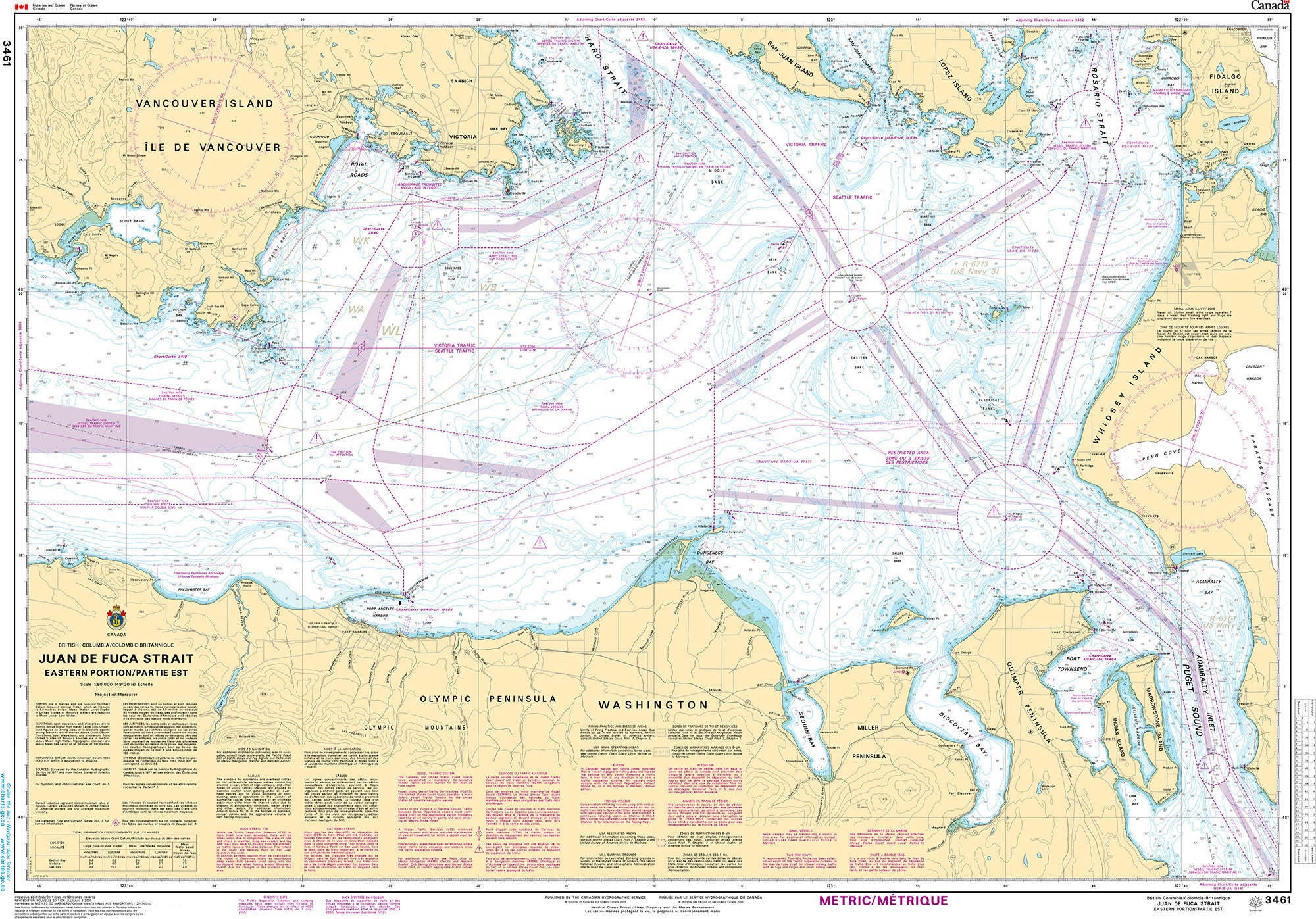 Canadian Hydrographic Service Nautical Chart CHS3461: Juan de Fuca Strait, Eastern Portion/Partie Est