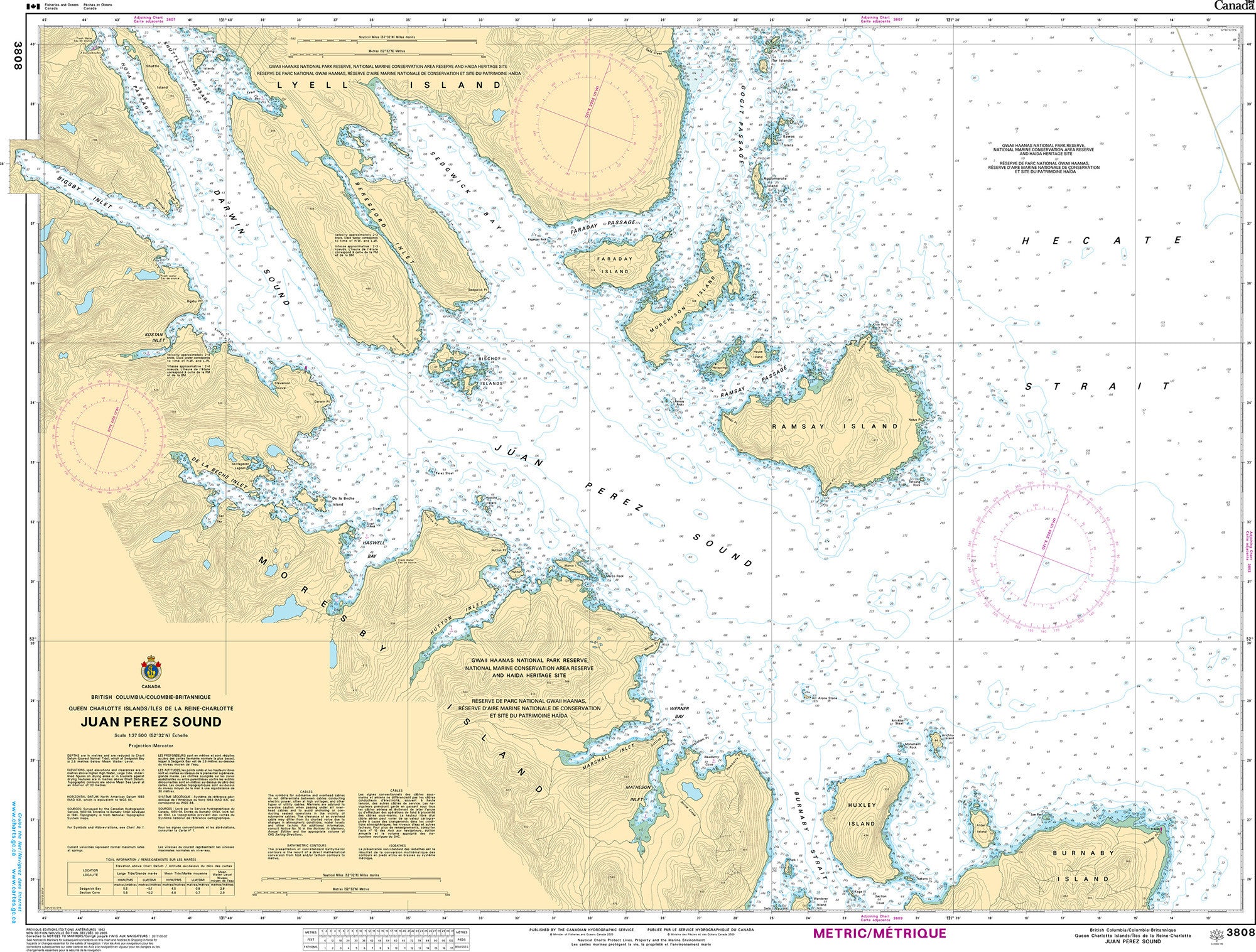 Canadian Hydrographic Service Nautical Chart CHS3808: Juan Perez Sound