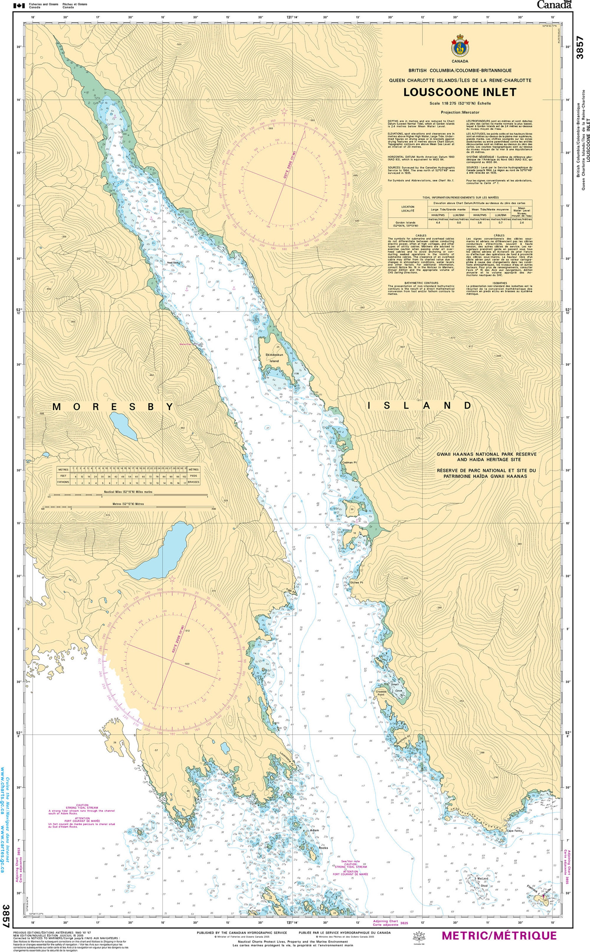 Canadian Hydrographic Service Nautical Chart CHS3857: Louscoone Inlet