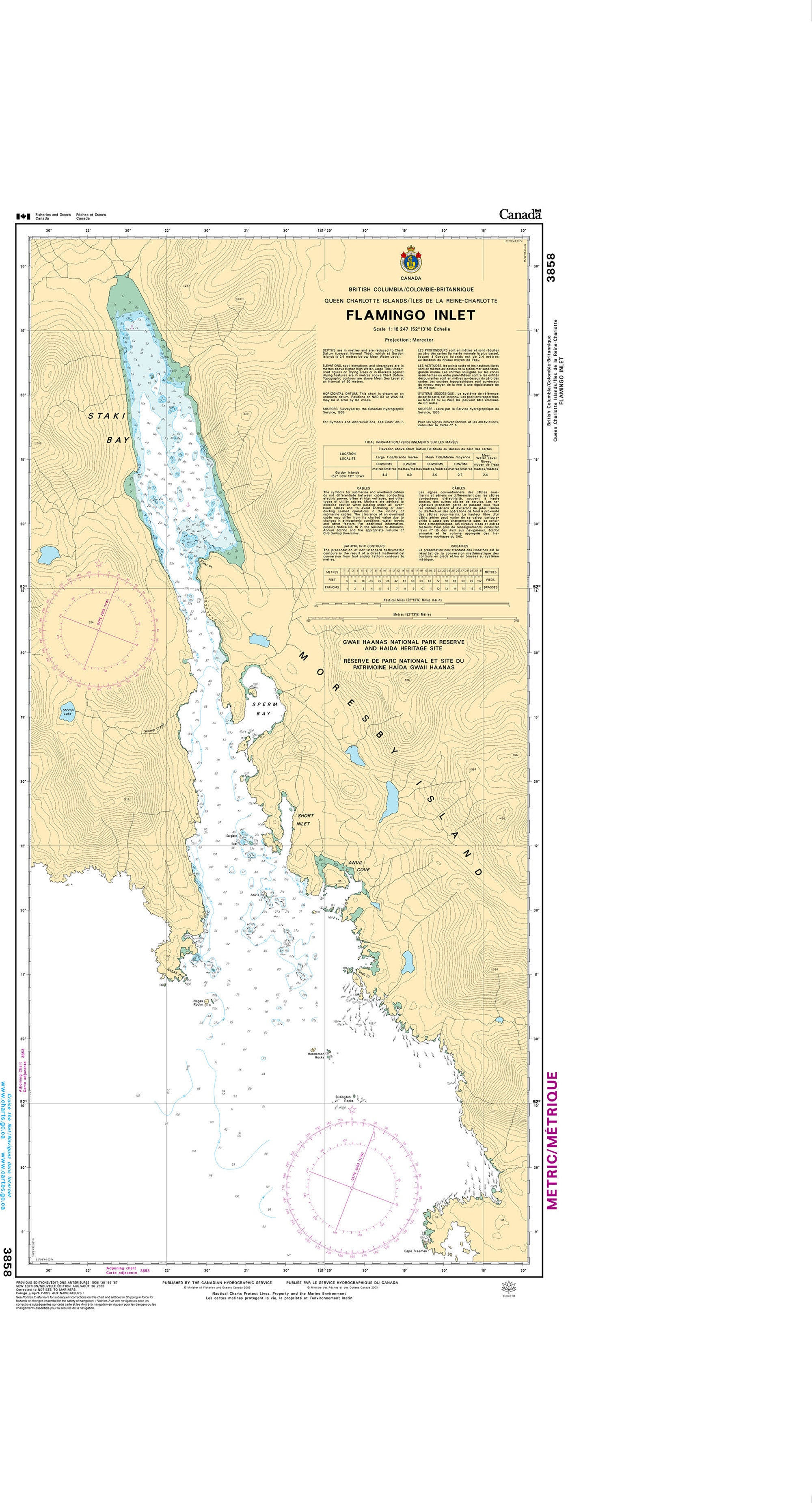 Canadian Hydrographic Service Nautical Chart CHS3858: Flamingo Inlet
