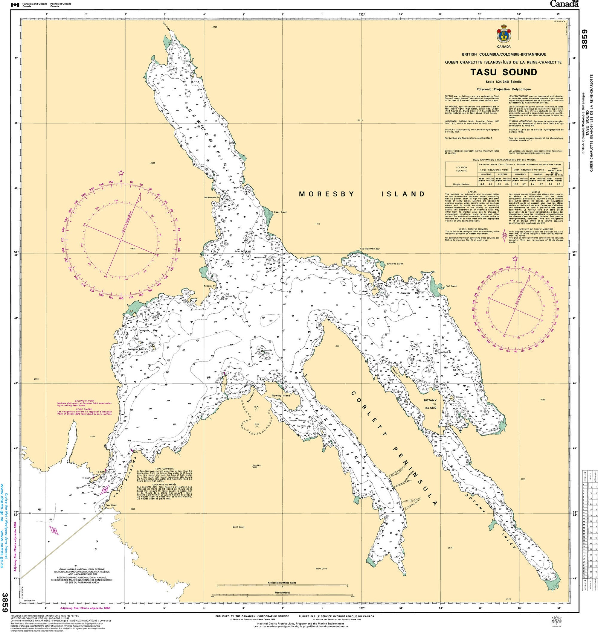 Canadian Hydrographic Service Nautical Chart CHS3859: Tasu Sound