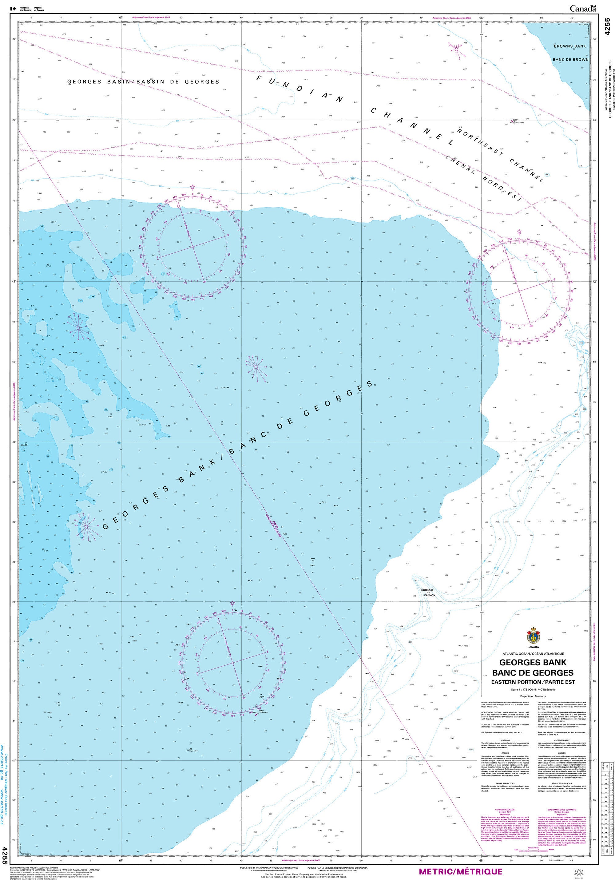 Canadian Hydrographic Service Nautical Chart CHS4255: Georges Bank/Banc de Georges - Eastern Portion/Partie Est
