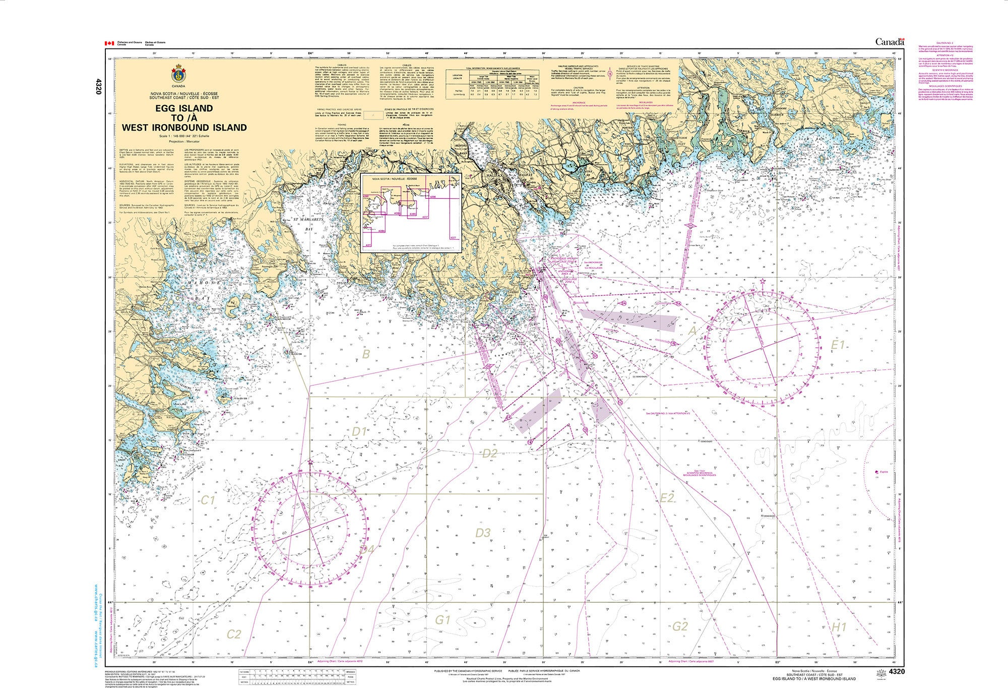 Canadian Hydrographic Service Nautical Chart CHS4320: Egg Island to/à West Ironbound Island