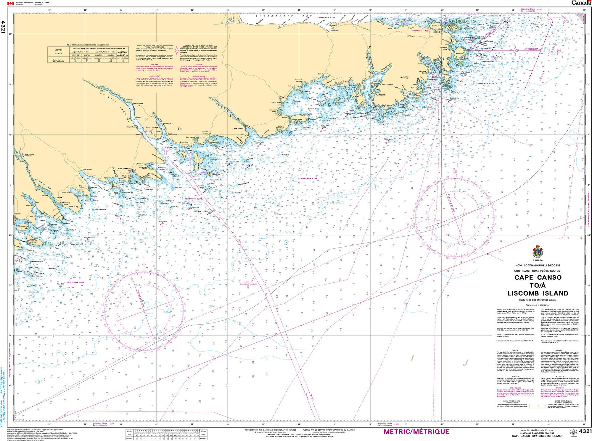 Canadian Hydrographic Service Nautical Chart CHS4321: Cape Canso to Liscomb Island