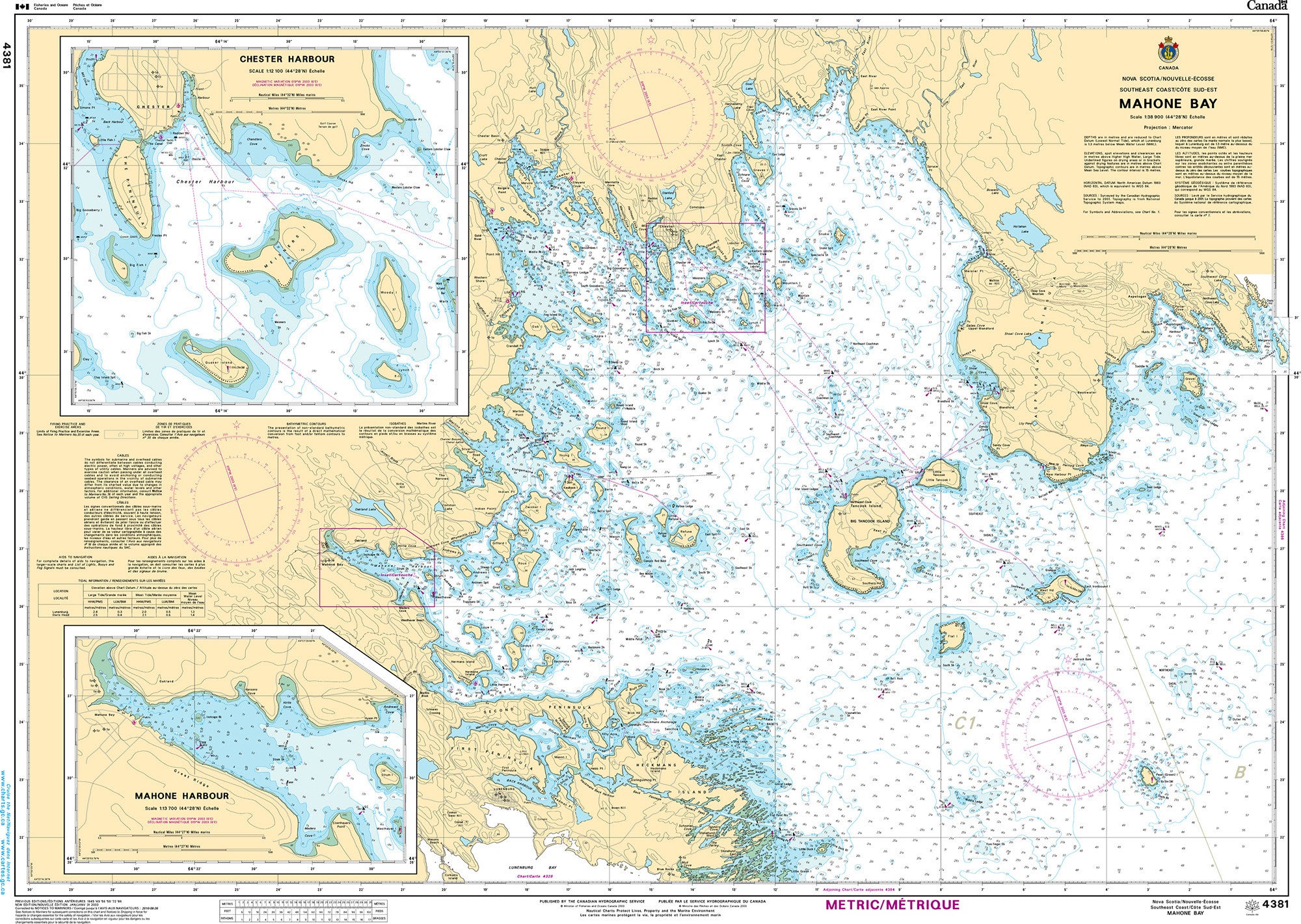 Canadian Hydrographic Service Nautical Chart CHS4381: Mahone Bay