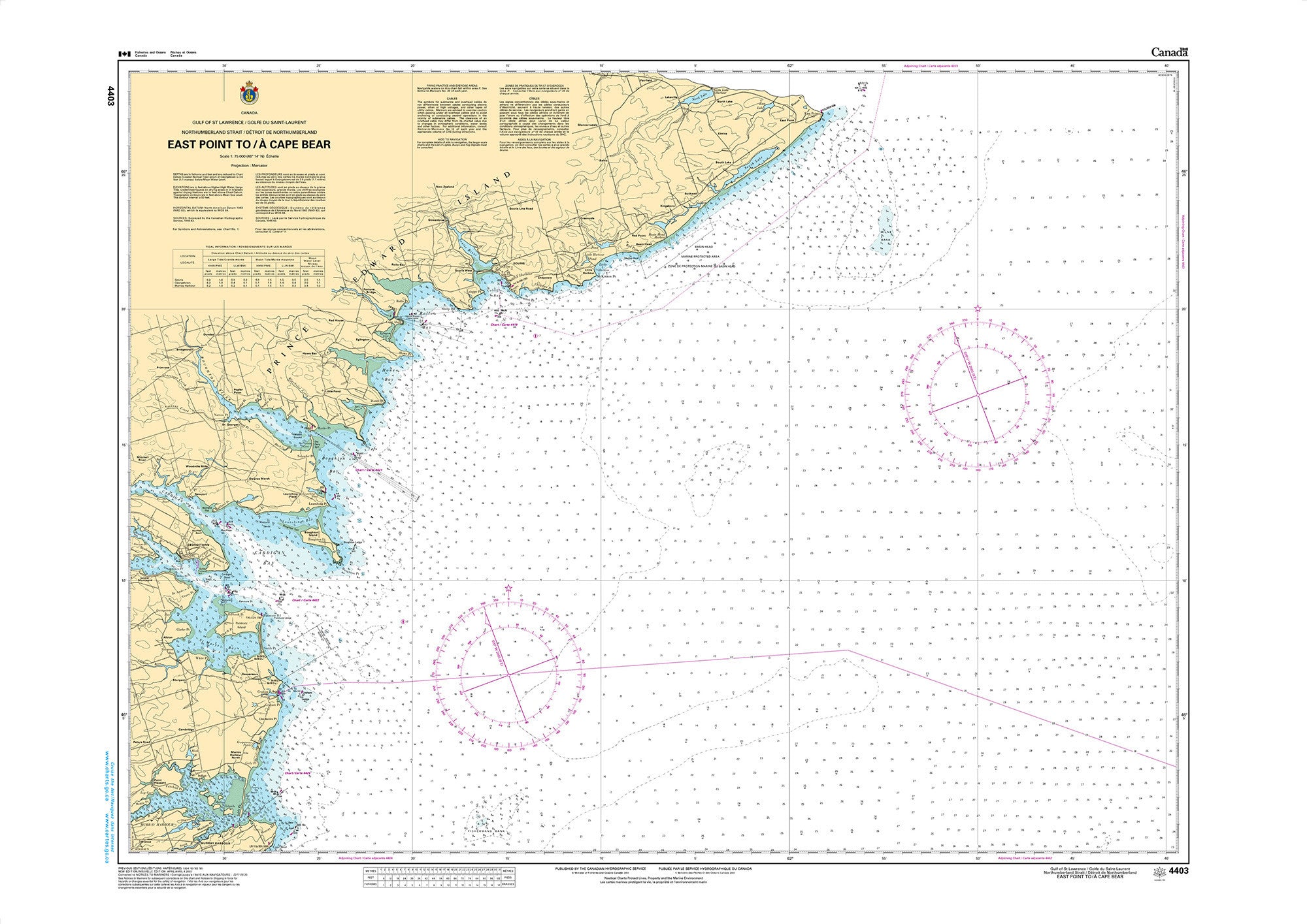 Canadian Hydrographic Service Nautical Chart CHS4403: East Point to/à Cape Bear