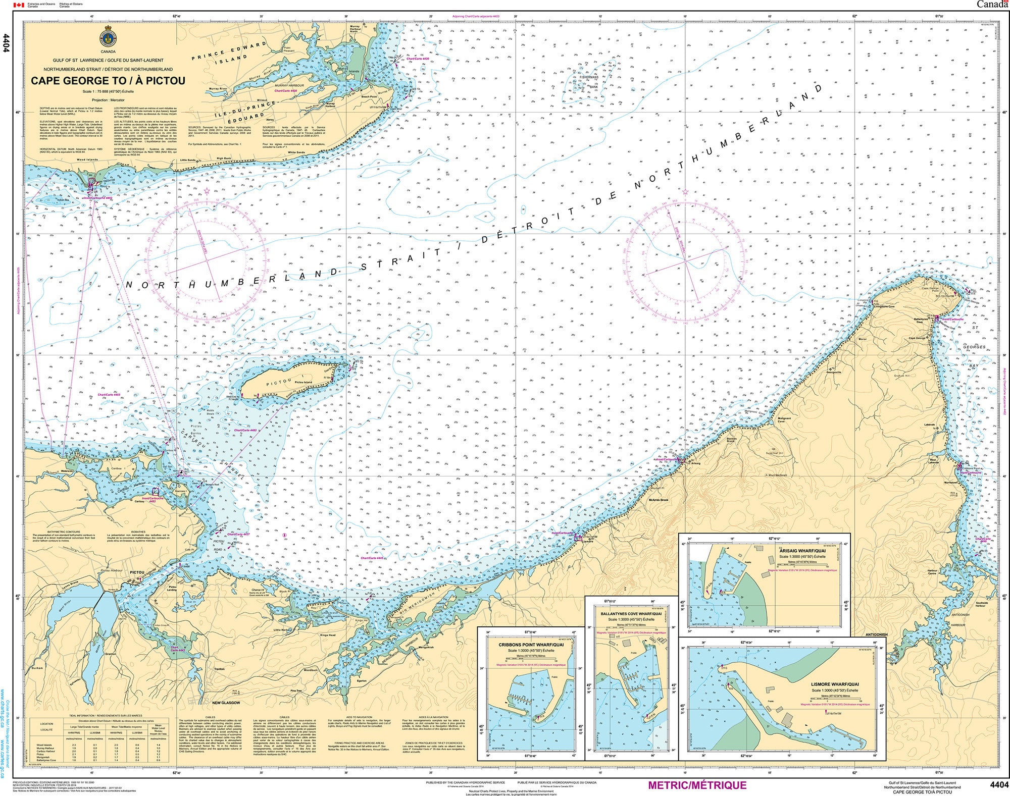 Canadian Hydrographic Service Nautical Chart CHS4404: Cape George to/à Pictou