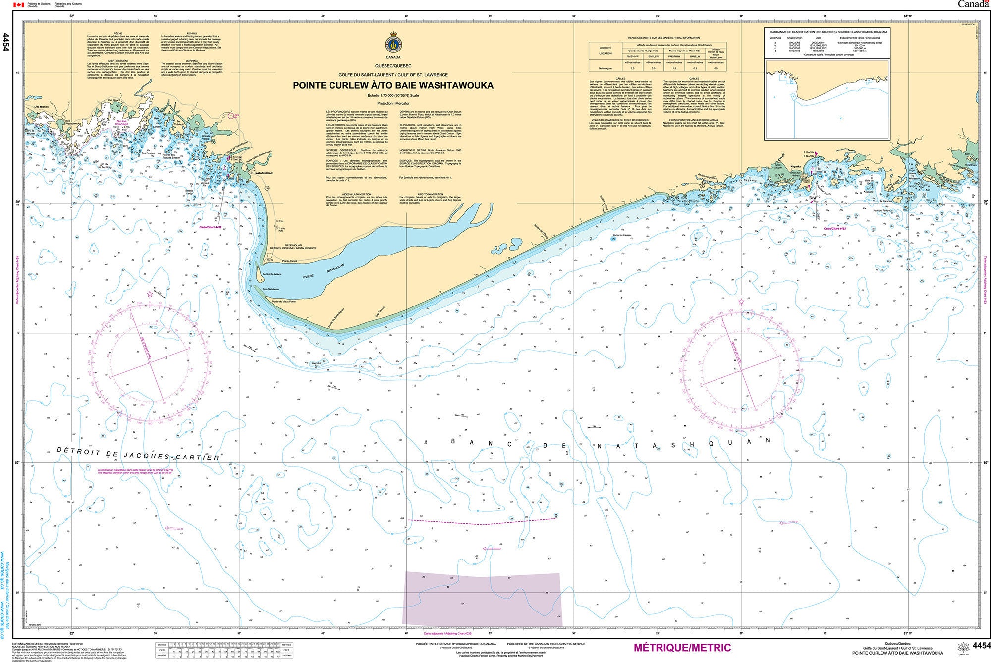 Canadian Hydrographic Service Nautical Chart CHS4454: Pointe Curlew à/to Baie Washtawouka