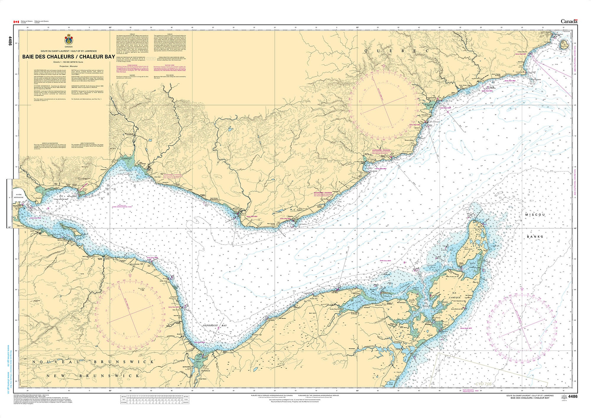 Canadian Hydrographic Service Nautical Chart CHS4486: Baie des Chaleurs/Chaleur Bay