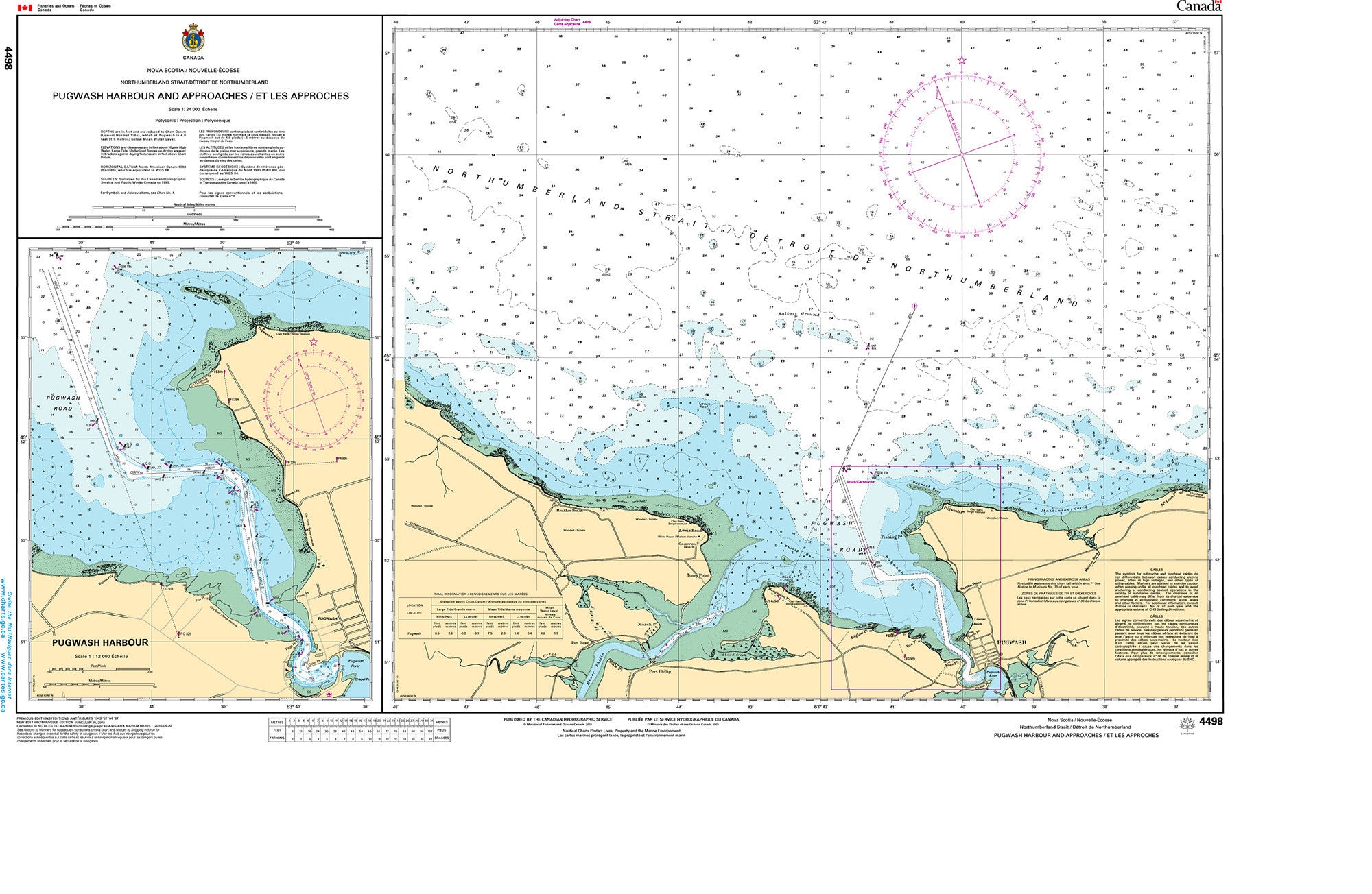 Canadian Hydrographic Service Nautical Chart CHS4498: Pugwash Harbour and approaches/et les approches