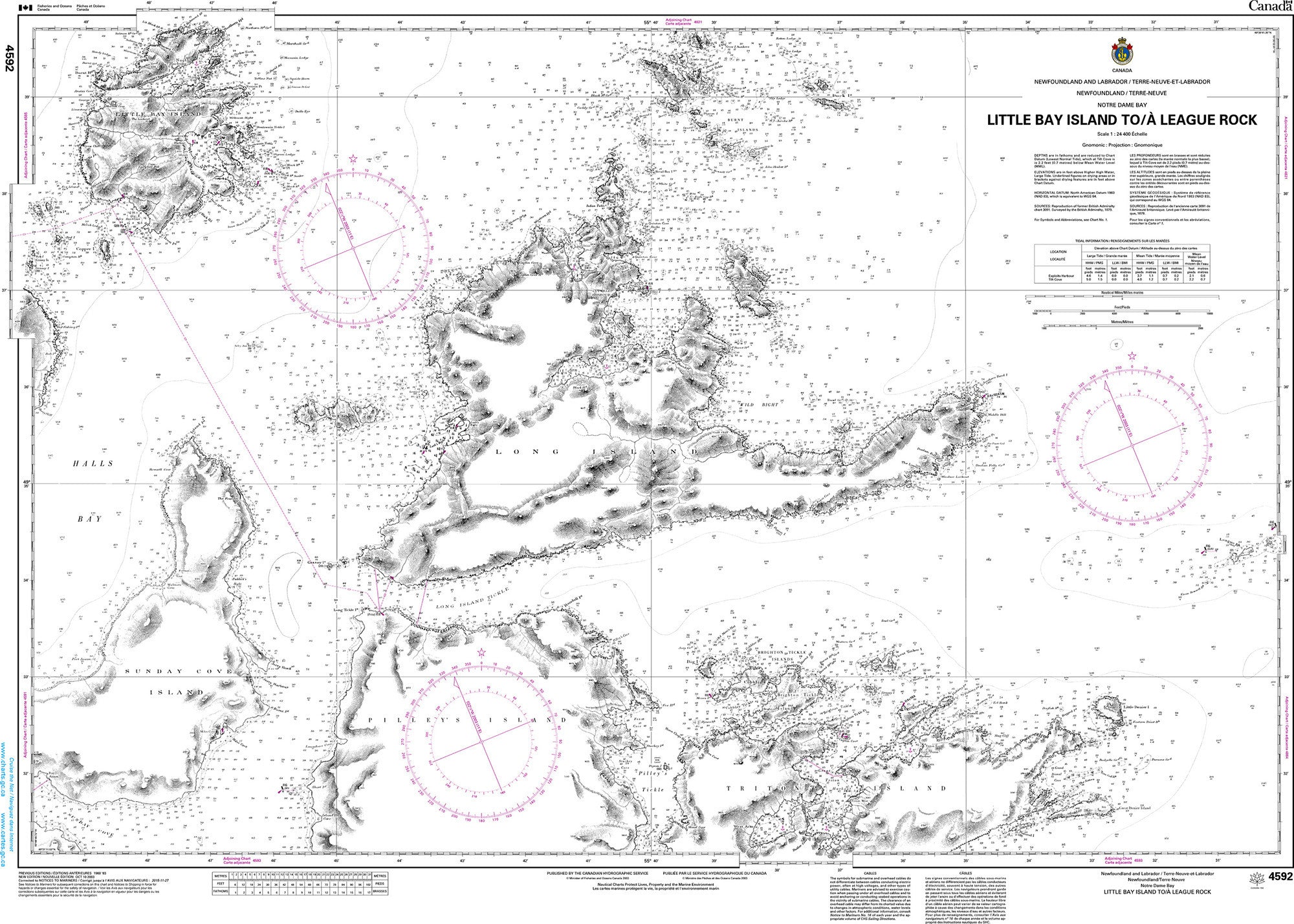 Canadian Hydrographic Service Nautical Chart CHS4592: Little Bay Island to/à League Rock