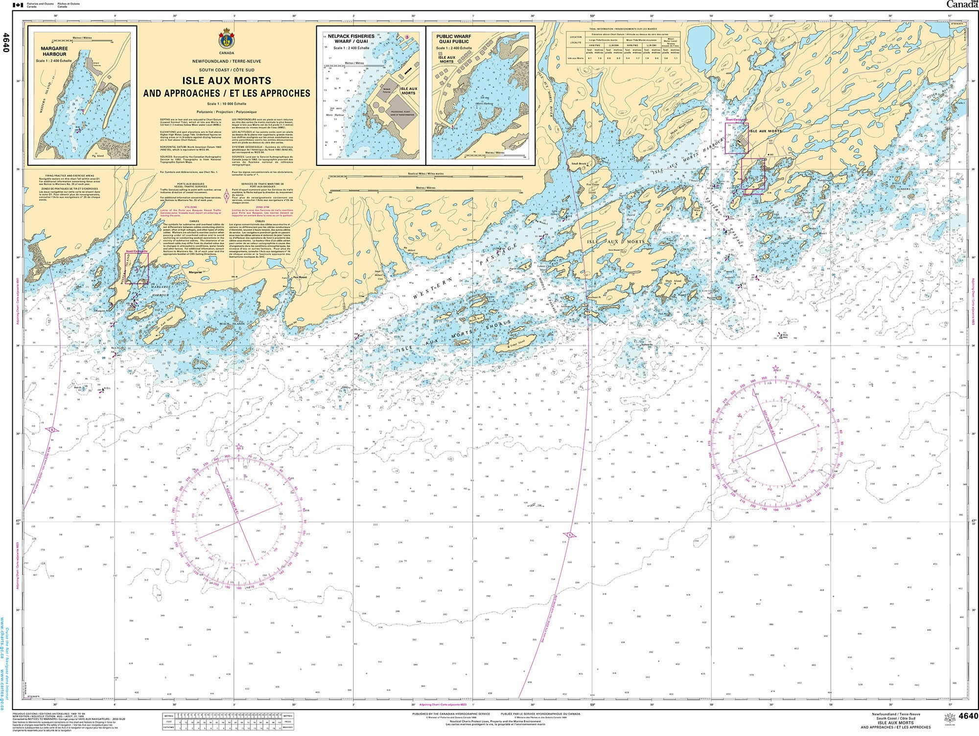 Canadian Hydrographic Service Nautical Chart CHS4640: Isle aux Morts and Approaches/et les approches