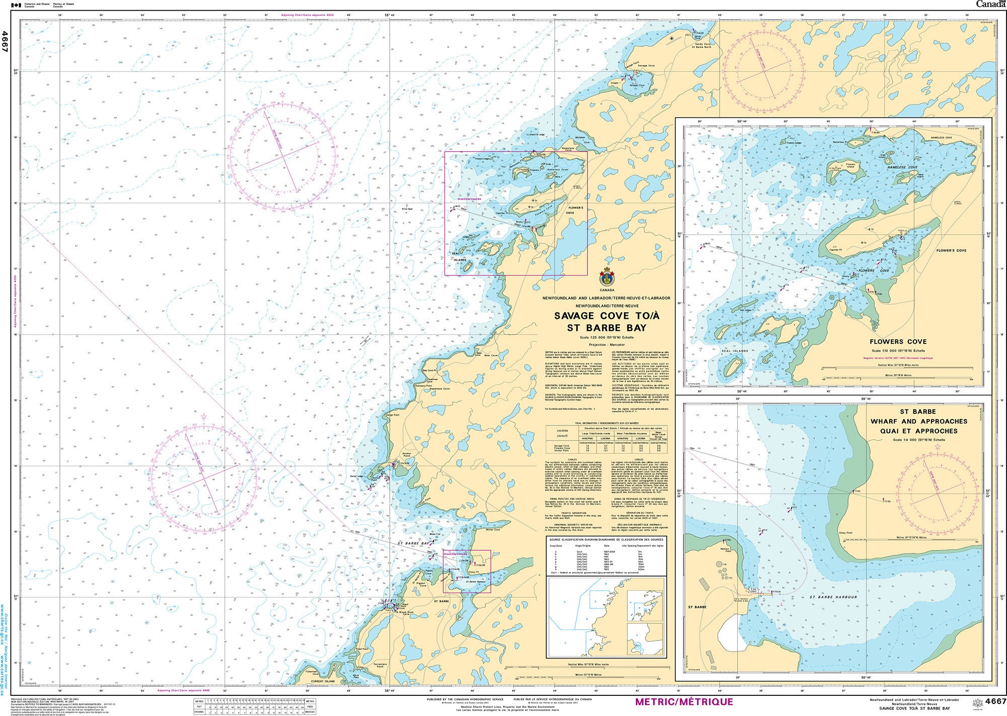 Canadian Hydrographic Service Nautical Chart CHS4667: Savage Cove to/à St. Barbe Bay