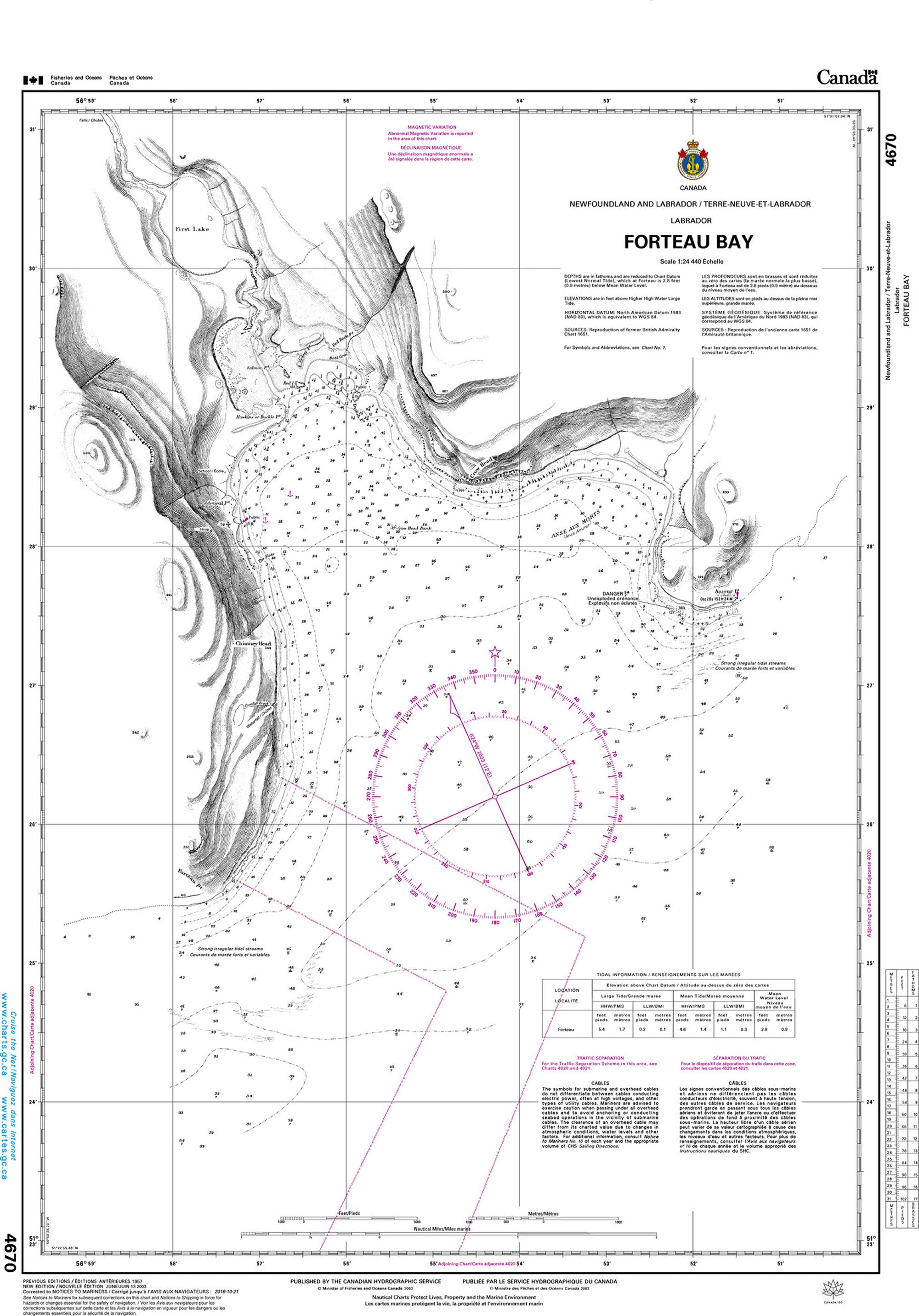 Canadian Hydrographic Service Nautical Chart CHS4670: Forteau Bay