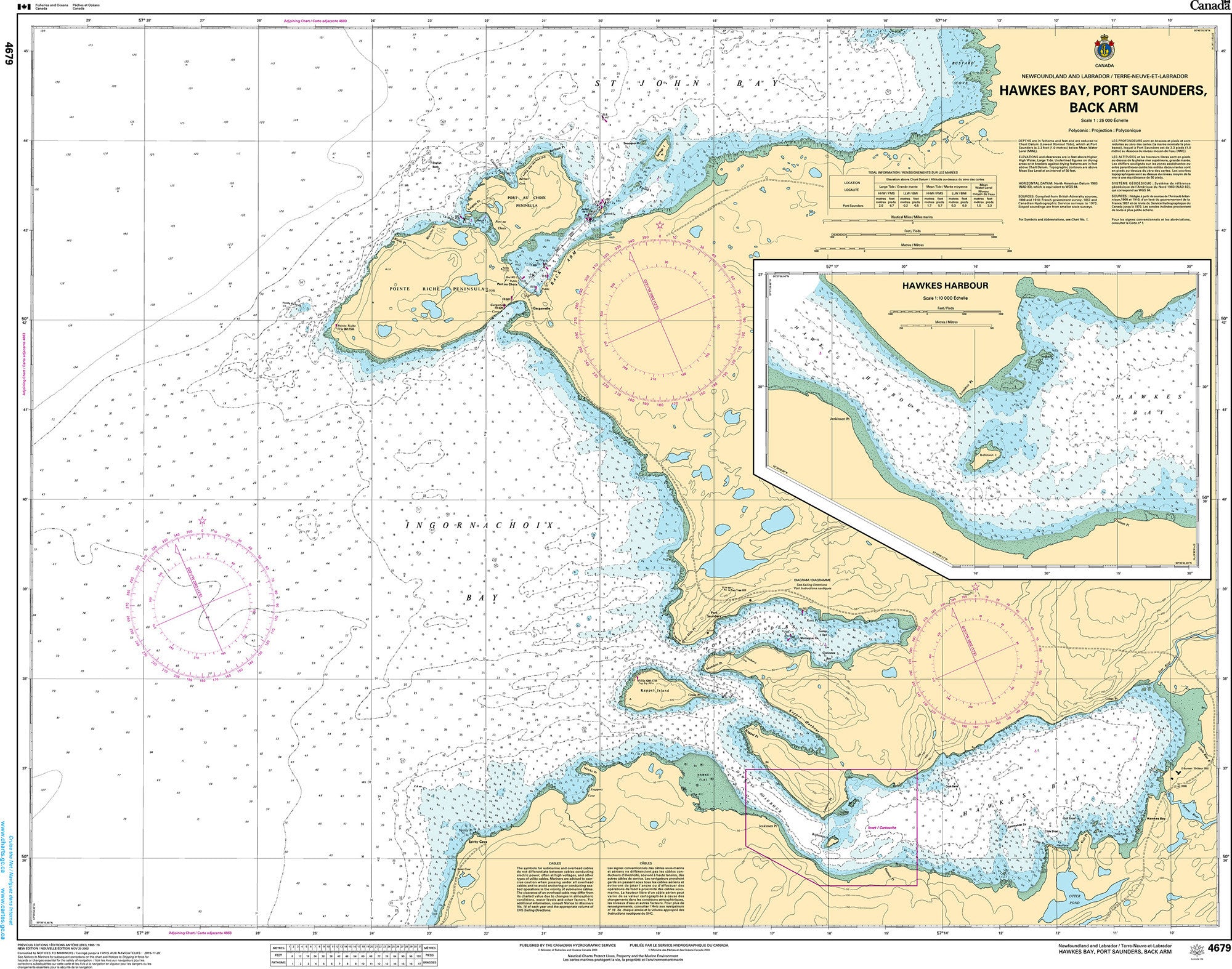 Canadian Hydrographic Service Nautical Chart CHS4679: Hawkes Bay, Port Saunders, Back Arm