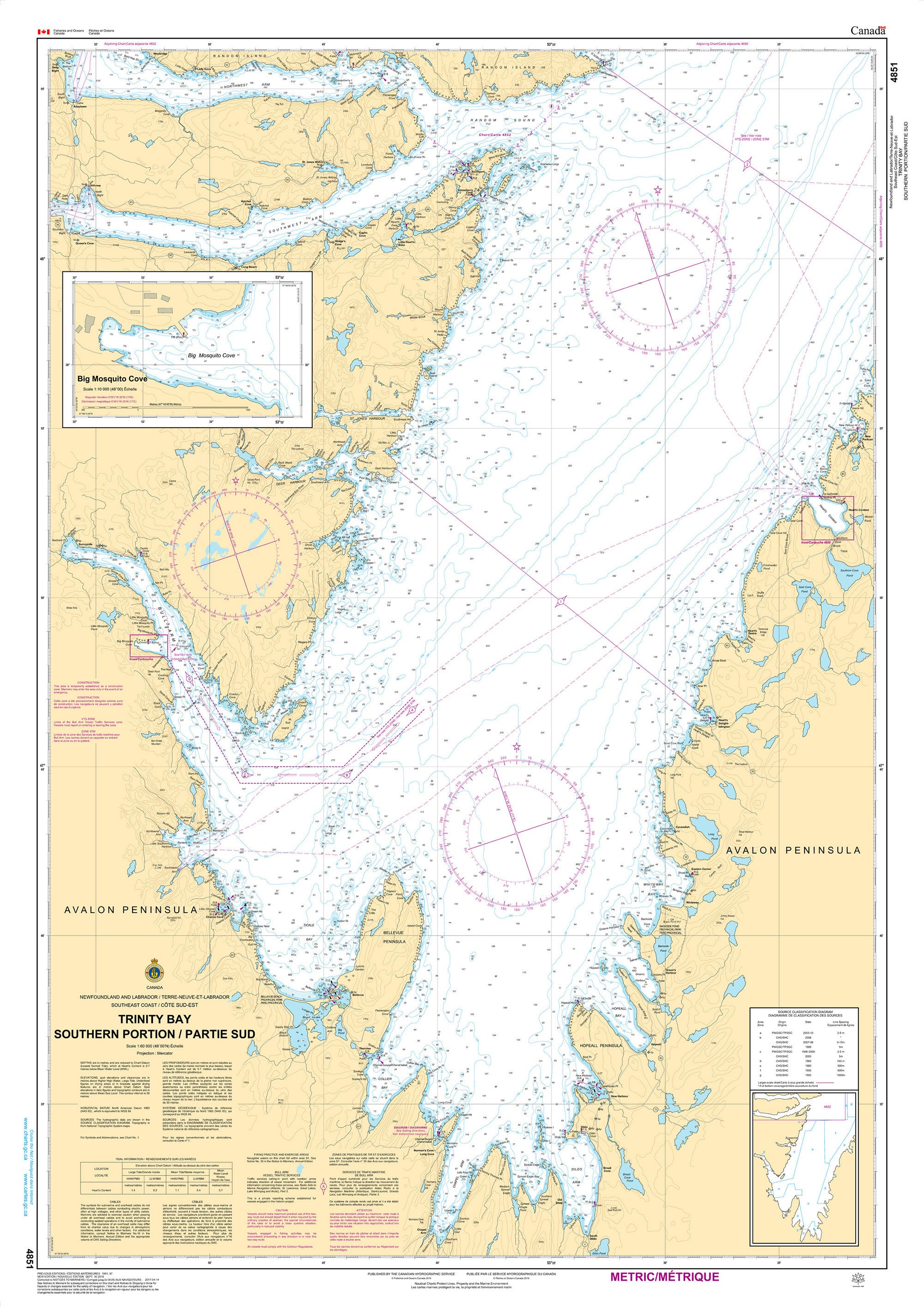Canadian Hydrographic Service Nautical Chart CHS4851: Trinity Bay - Southern Portion/Partie Sud