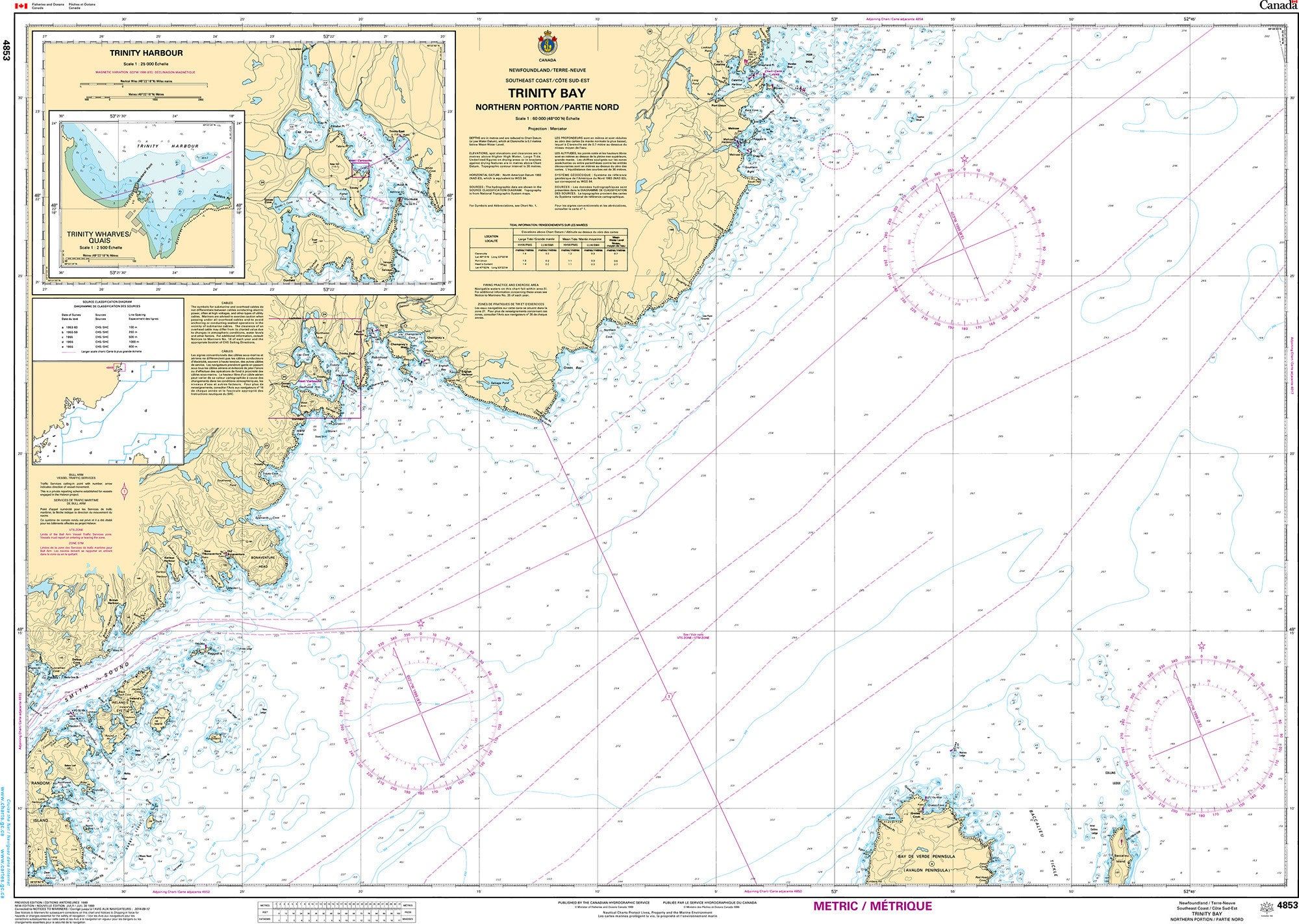 Canadian Hydrographic Service Nautical Chart CHS4853: Trinity Bay - Northern Portion/Partie Nord