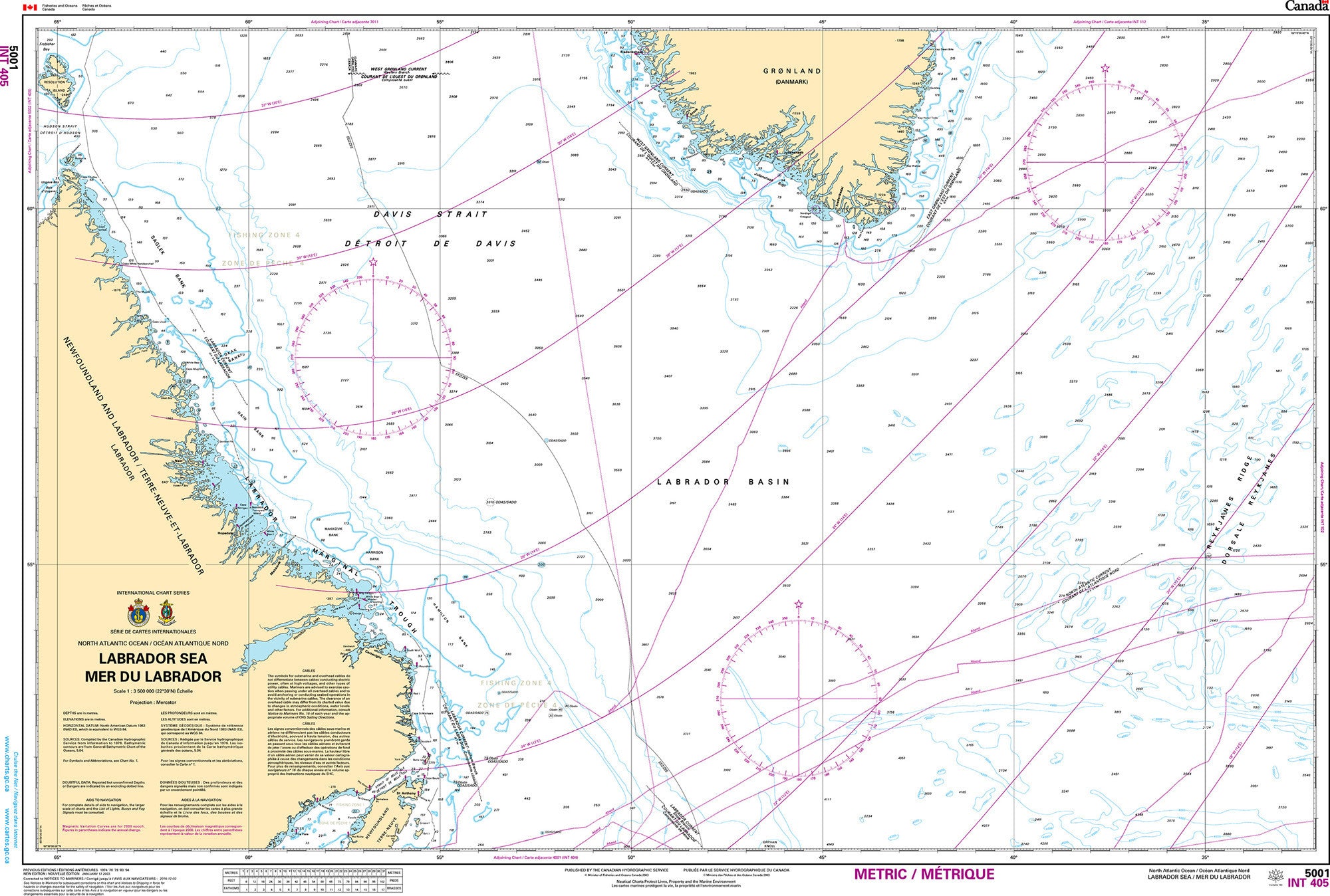 Canadian Hydrographic Service Nautical Chart CHS5001: Labrador Sea/ Mer du Labrador