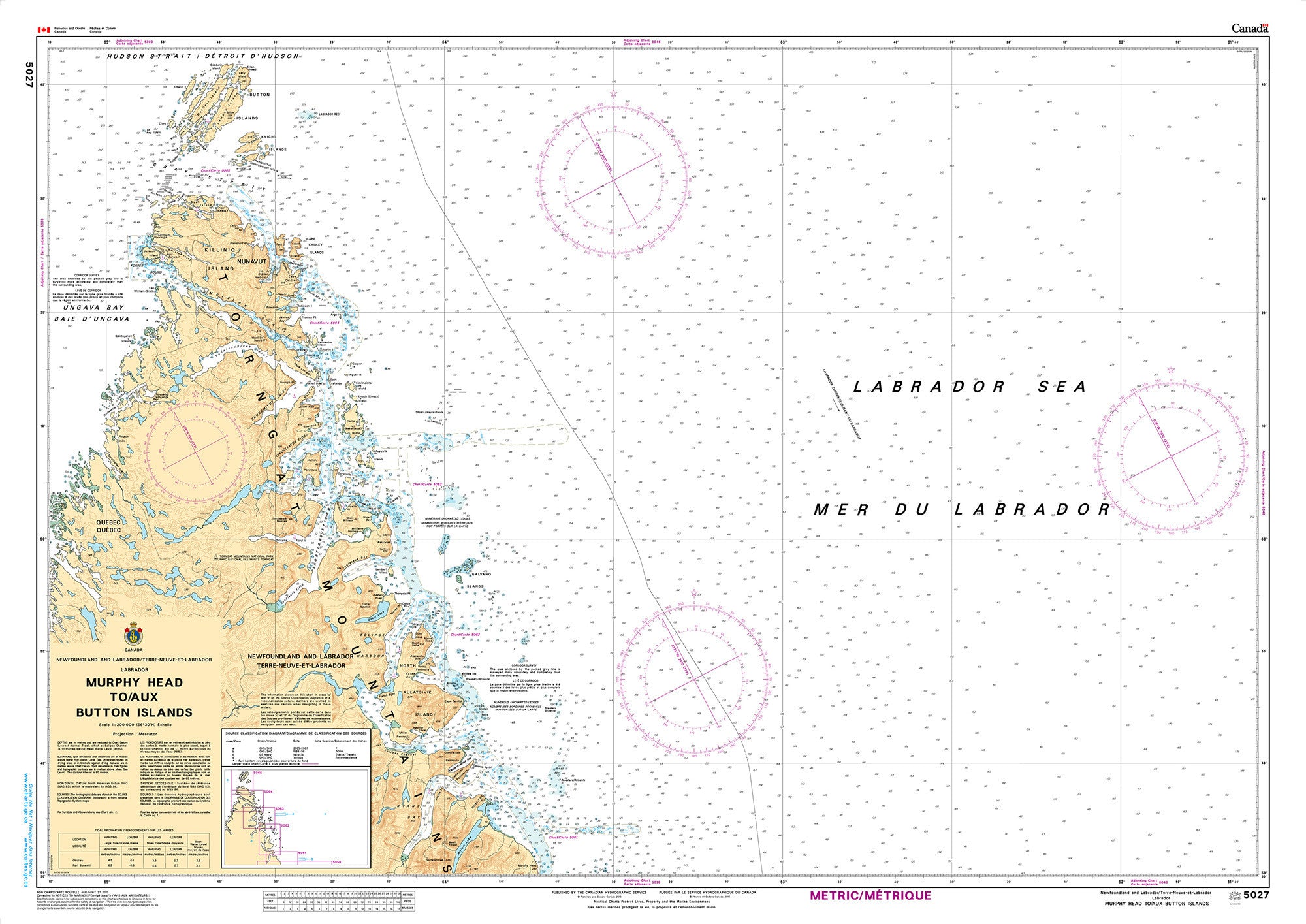 Canadian Hydrographic Service Nautical Chart CHS5027: Murphy Head to/aux Button Islands