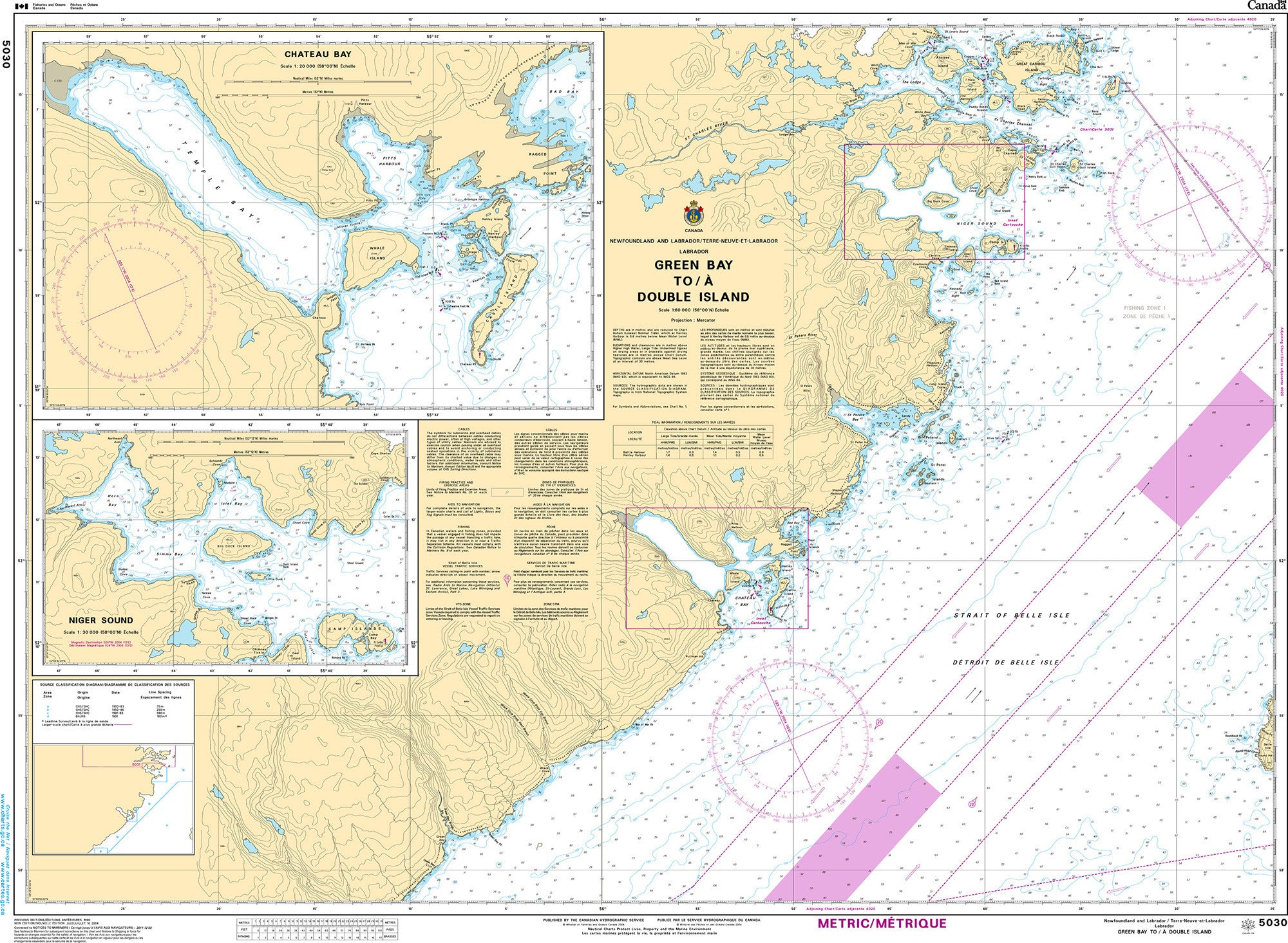 Canadian Hydrographic Service Nautical Chart CHS5030: Green Bay to/à Double Island