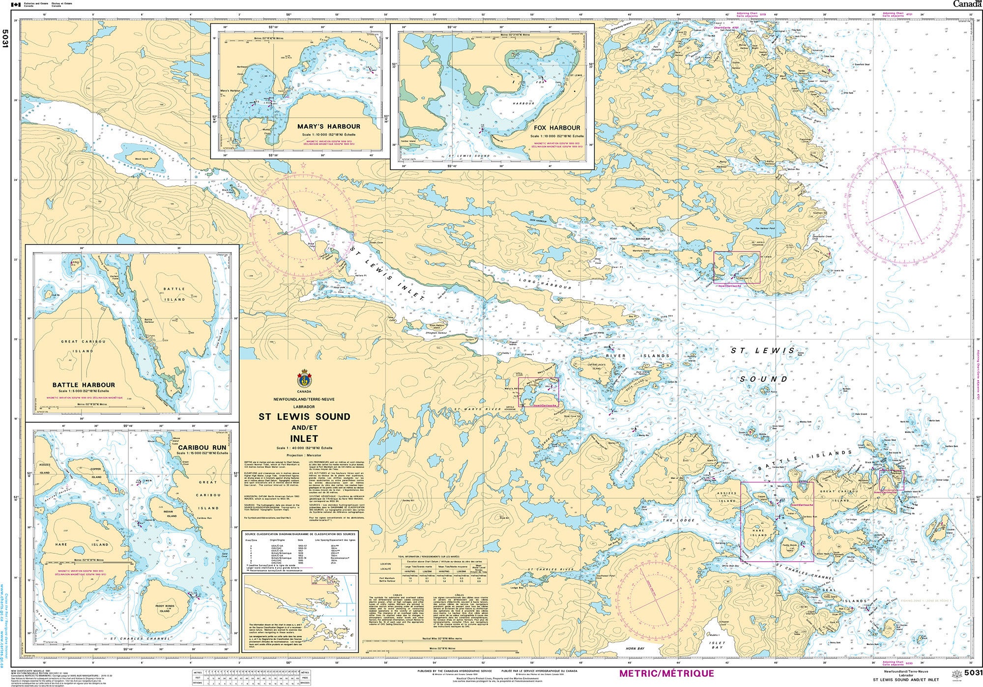 Canadian Hydrographic Service Nautical Chart CHS5031: St. Lewis Sound and/et Inlet