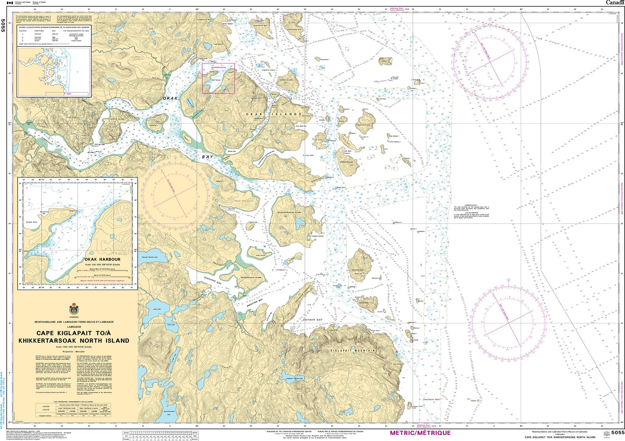 Canadian Hydrographic Service Nautical Chart CHS5055: Cape Kiglapait to/à Khikkertarsoak North Island