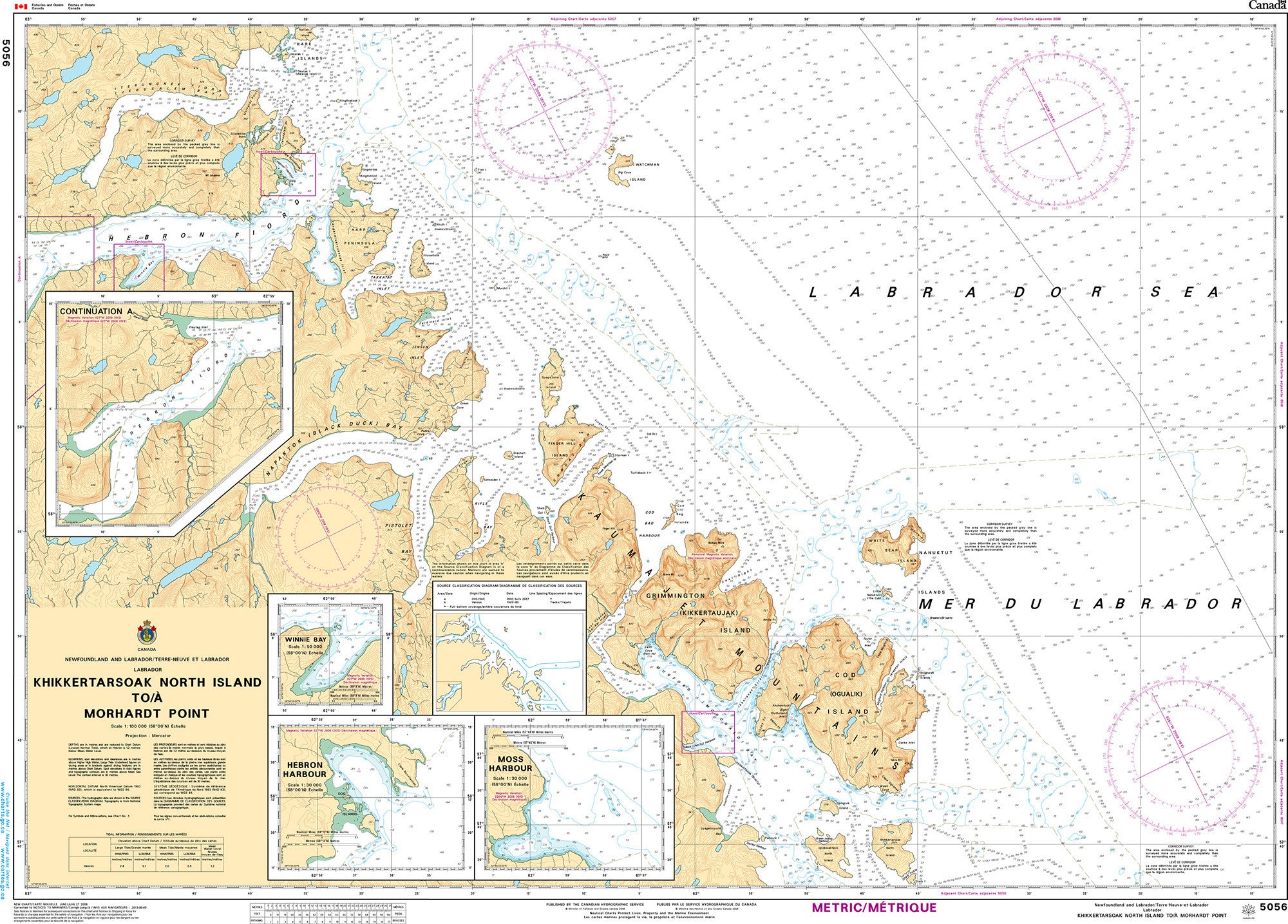 Canadian Hydrographic Service Nautical Chart CHS5056: Khikkertarsoak North Island to/à Morhardt Point