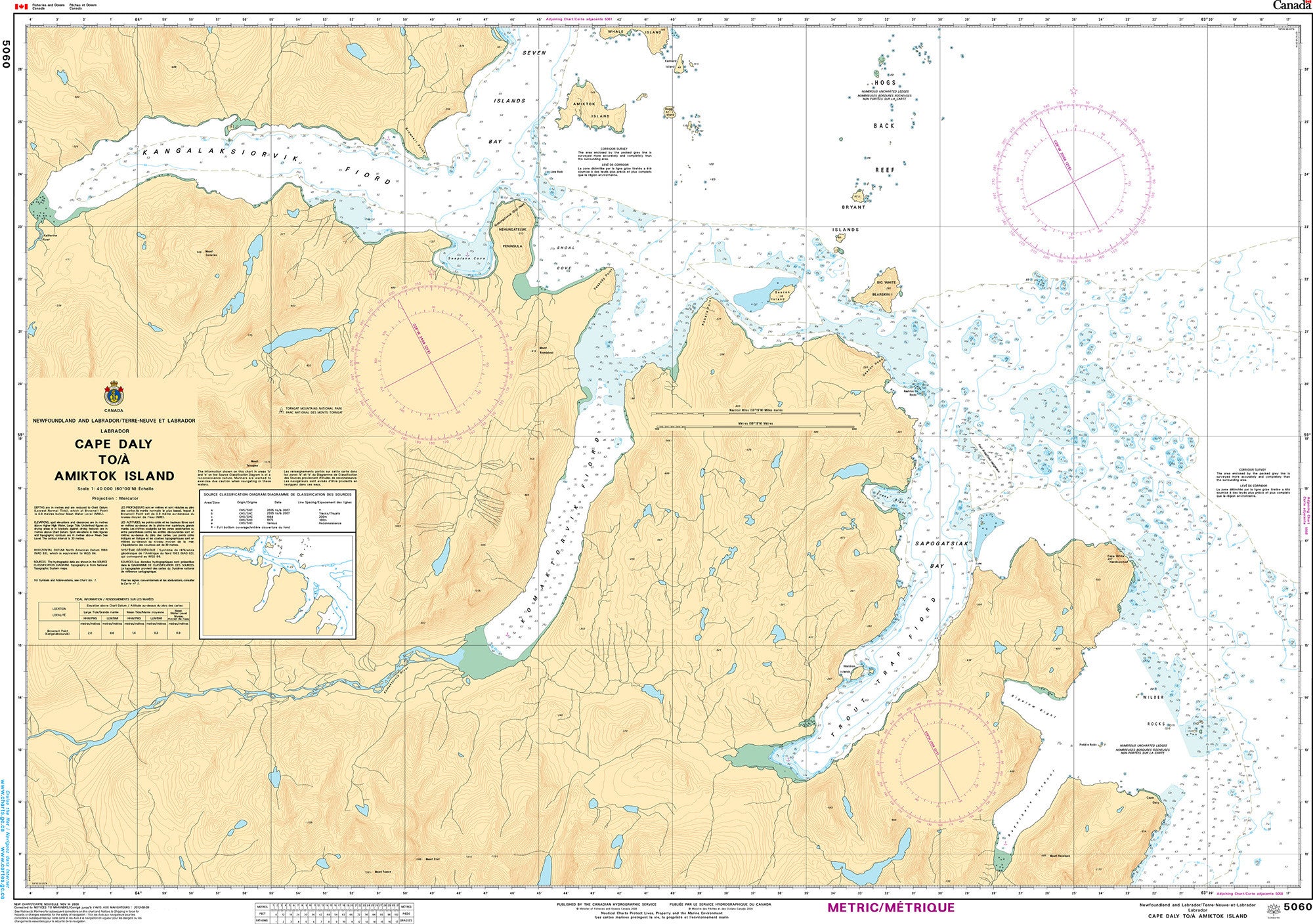 Canadian Hydrographic Service Nautical Chart CHS5060: Cape Daly to/à Amiktok Island