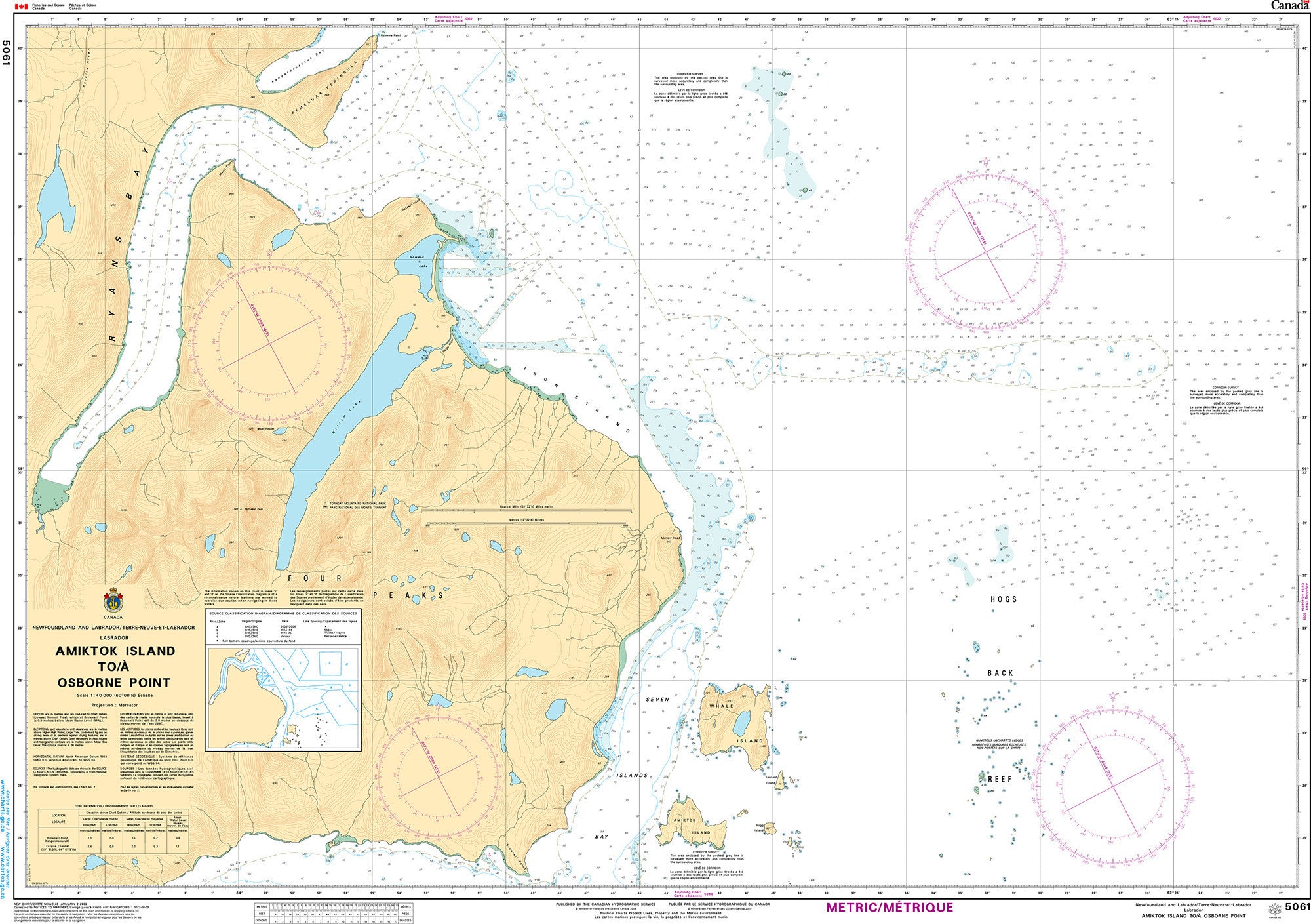 Canadian Hydrographic Service Nautical Chart CHS5061: Amiktok Island to/à Osborne Point