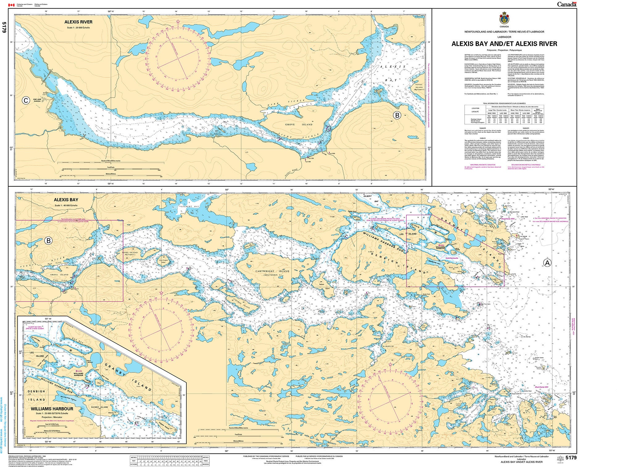 Canadian Hydrographic Service Nautical Chart CHS5179: Alexis Bay and/et Alexis River
