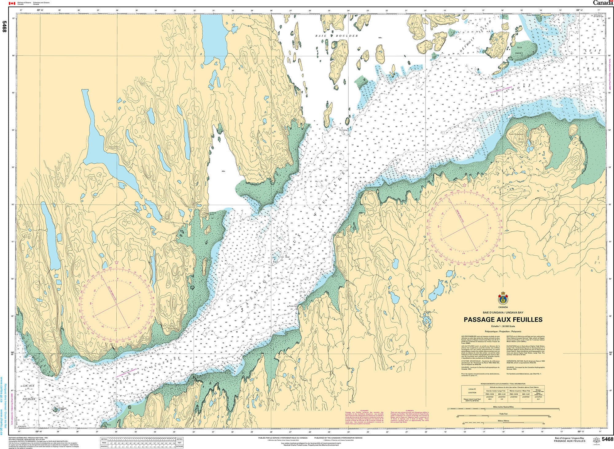 Canadian Hydrographic Service Nautical Chart CHS5468: Passage aux Feuilles