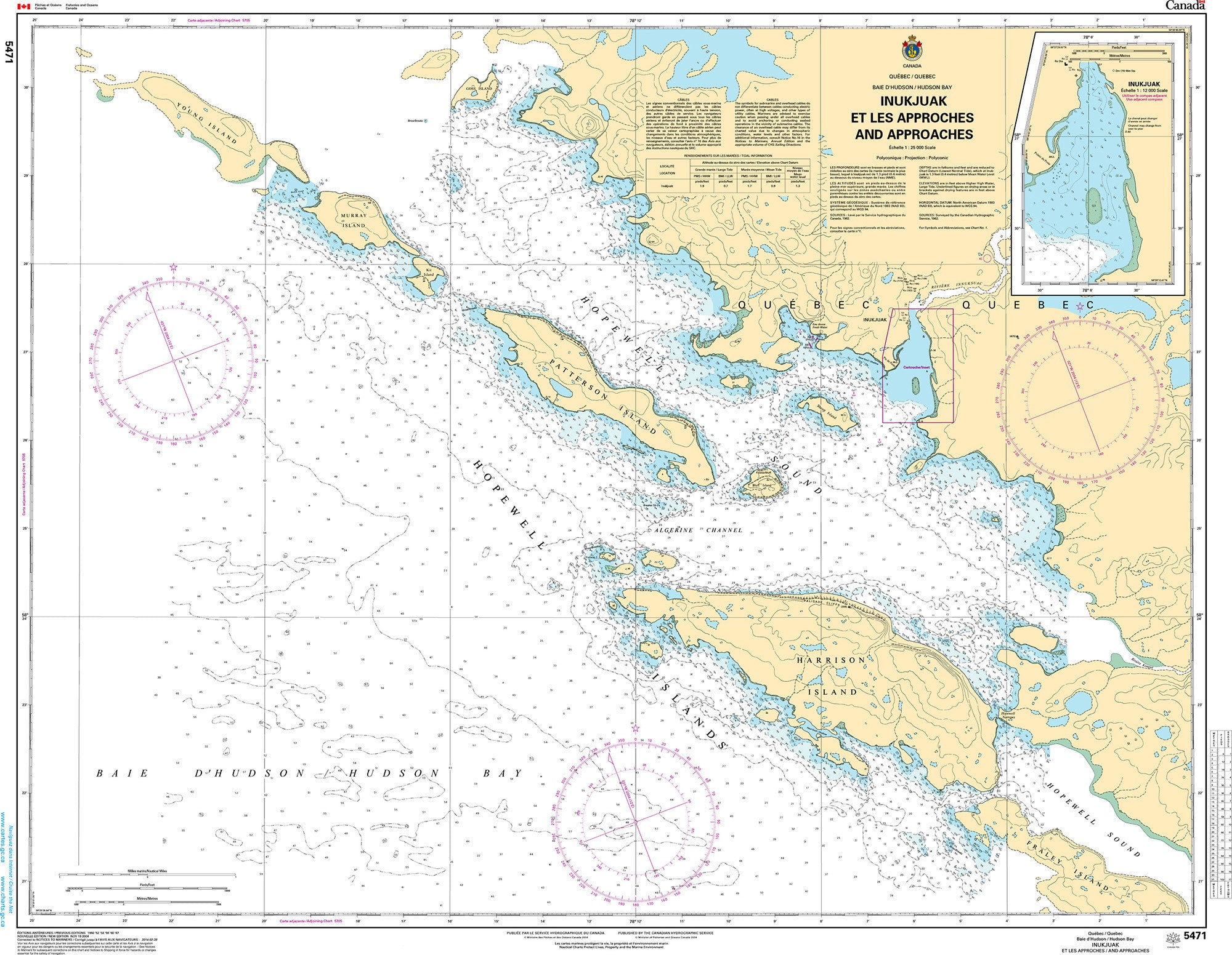 Canadian Hydrographic Service Nautical Chart CHS5471: Inukjuak et les Approches and Approaches