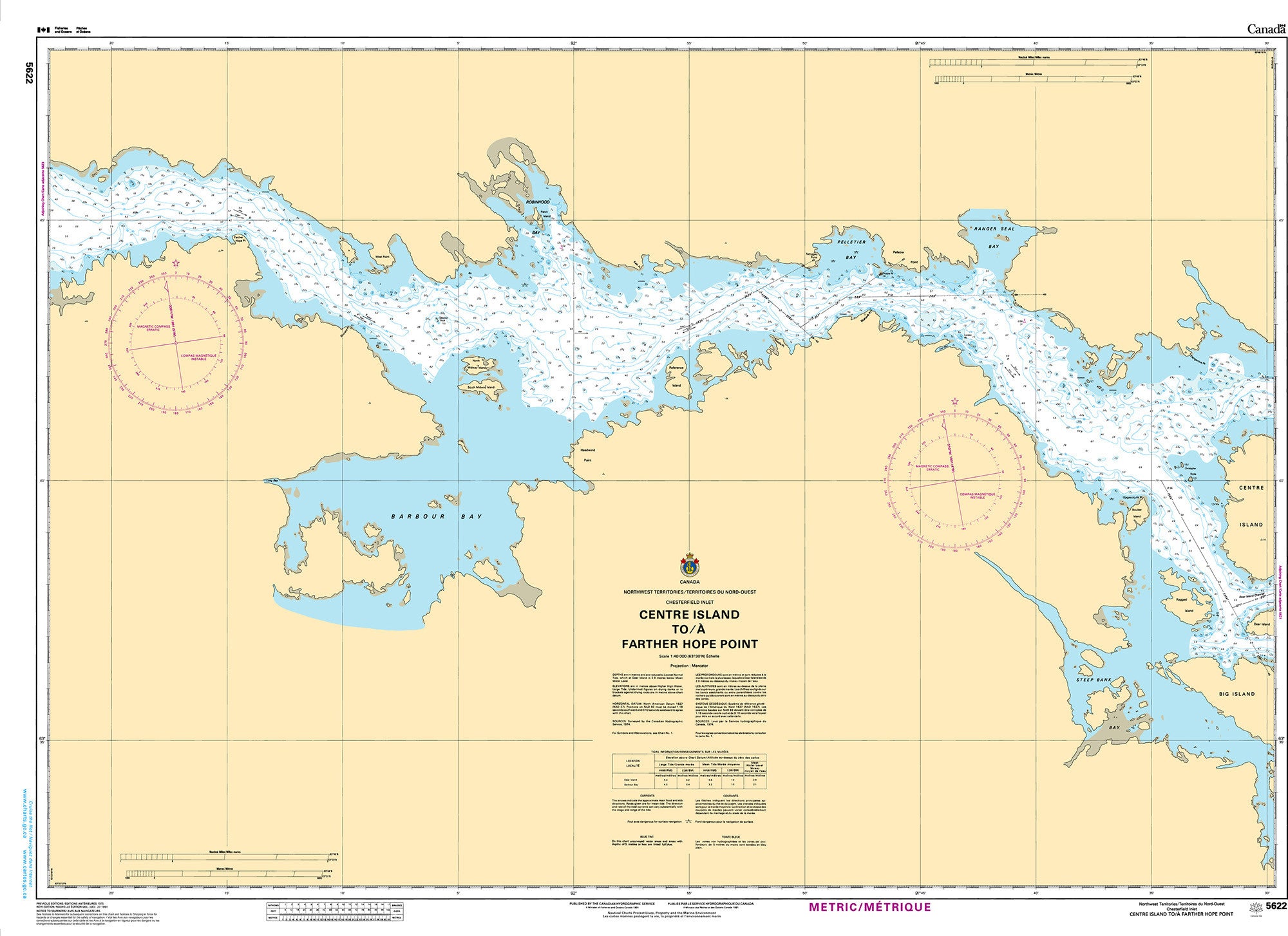 Canadian Hydrographic Service Nautical Chart CHS5622: Centre Island to/à Farther Hope Point