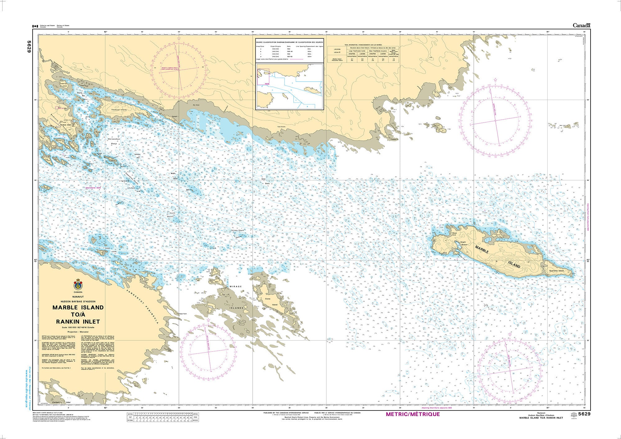 Canadian Hydrographic Service Nautical Chart CHS5629: Marble Island to/à Rankin Inlet
