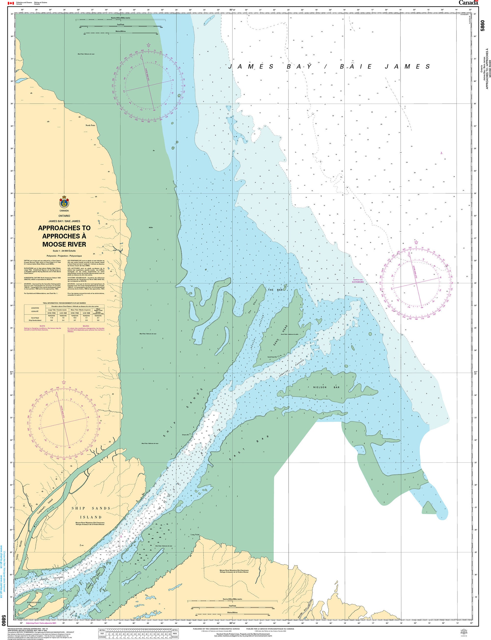Canadian Hydrographic Service Nautical Chart CHS5860: Approaches to/Approches à Moose River