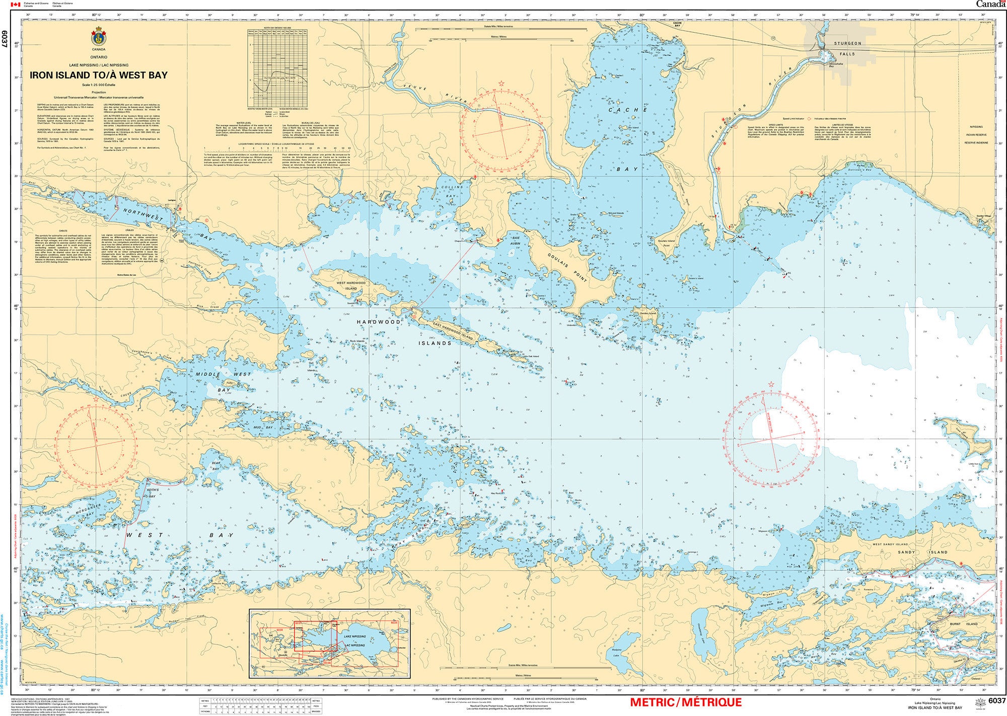 Canadian Hydrographic Service Nautical Chart CHS6037: Iron Island to/à West Bay