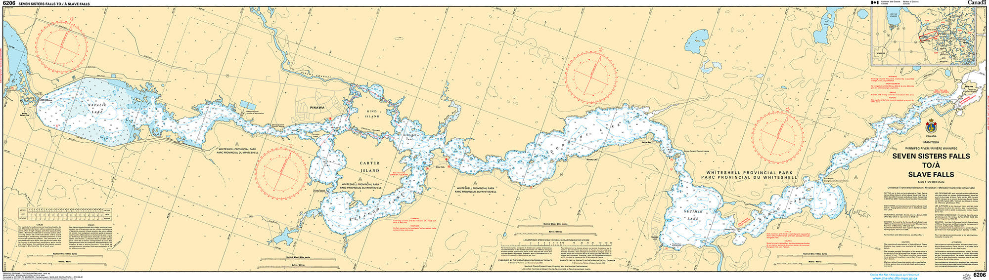 Canadian Hydrographic Service Nautical Chart CHS6206: Seven Sisters Falls to/à Slave Falls