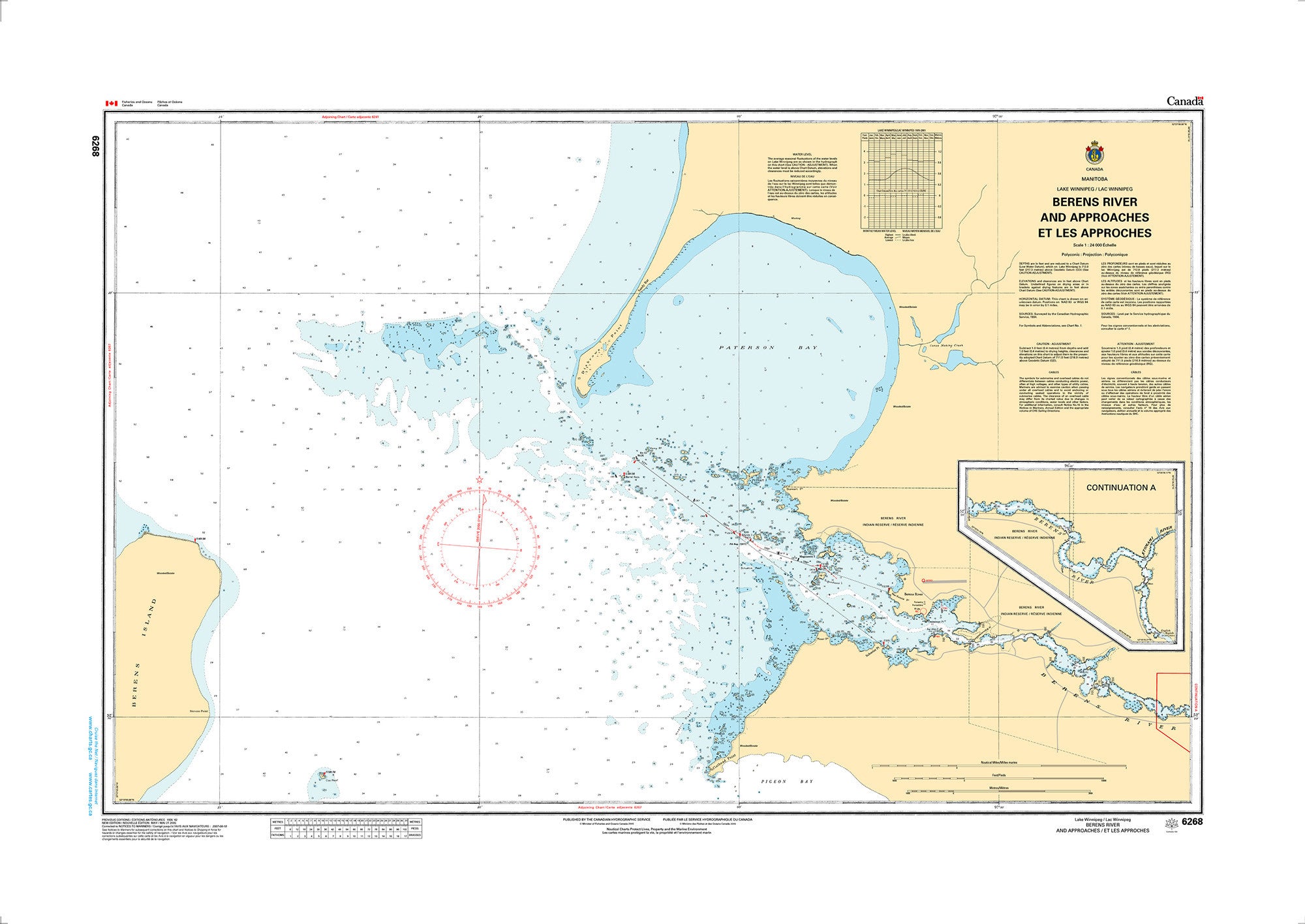 Canadian Hydrographic Service Nautical Chart CHS6268: Berens River and Approaches/et les Approches