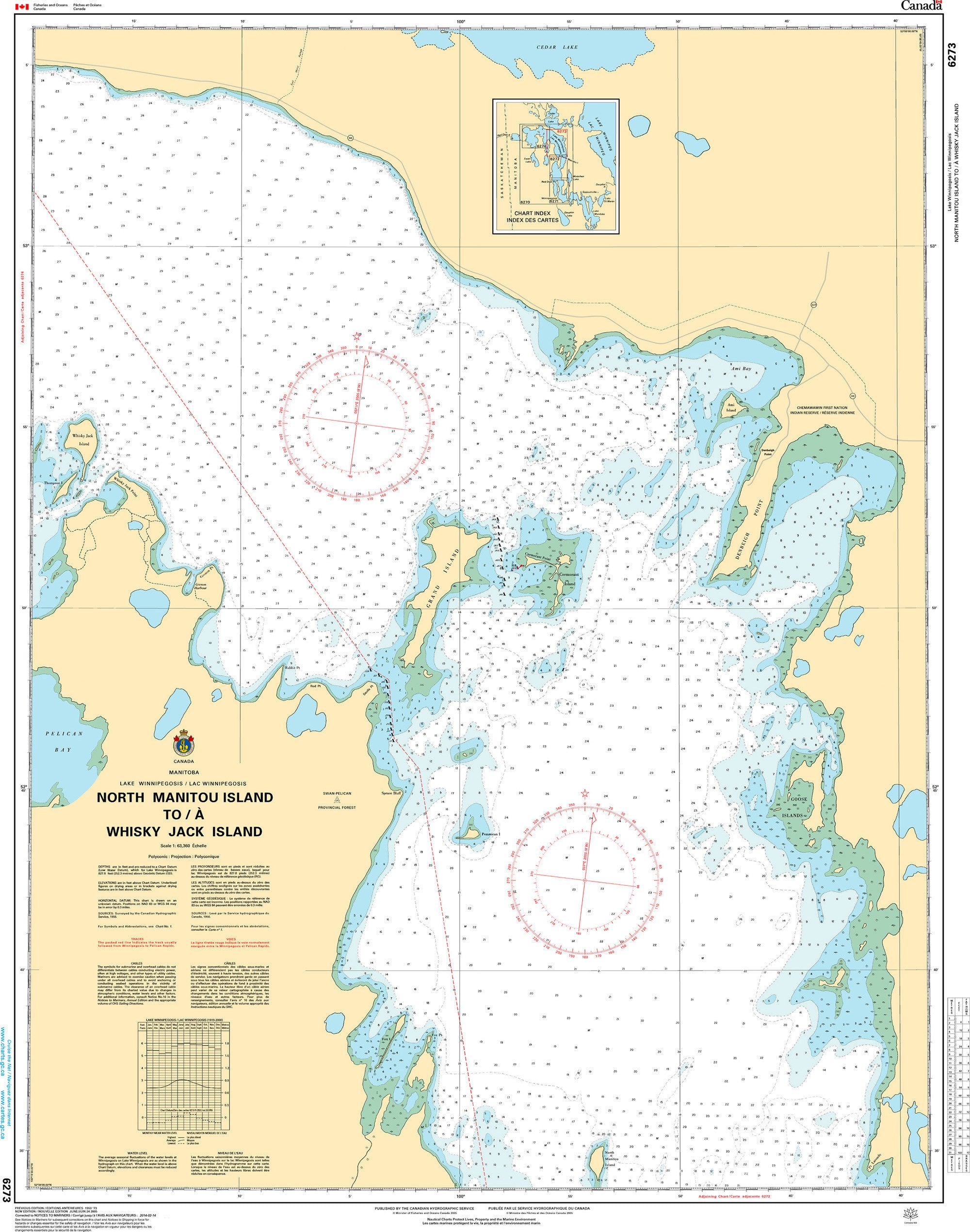 Canadian Hydrographic Service Nautical Chart CHS6273: North Manitou Island to/à Whiskey Jack Island