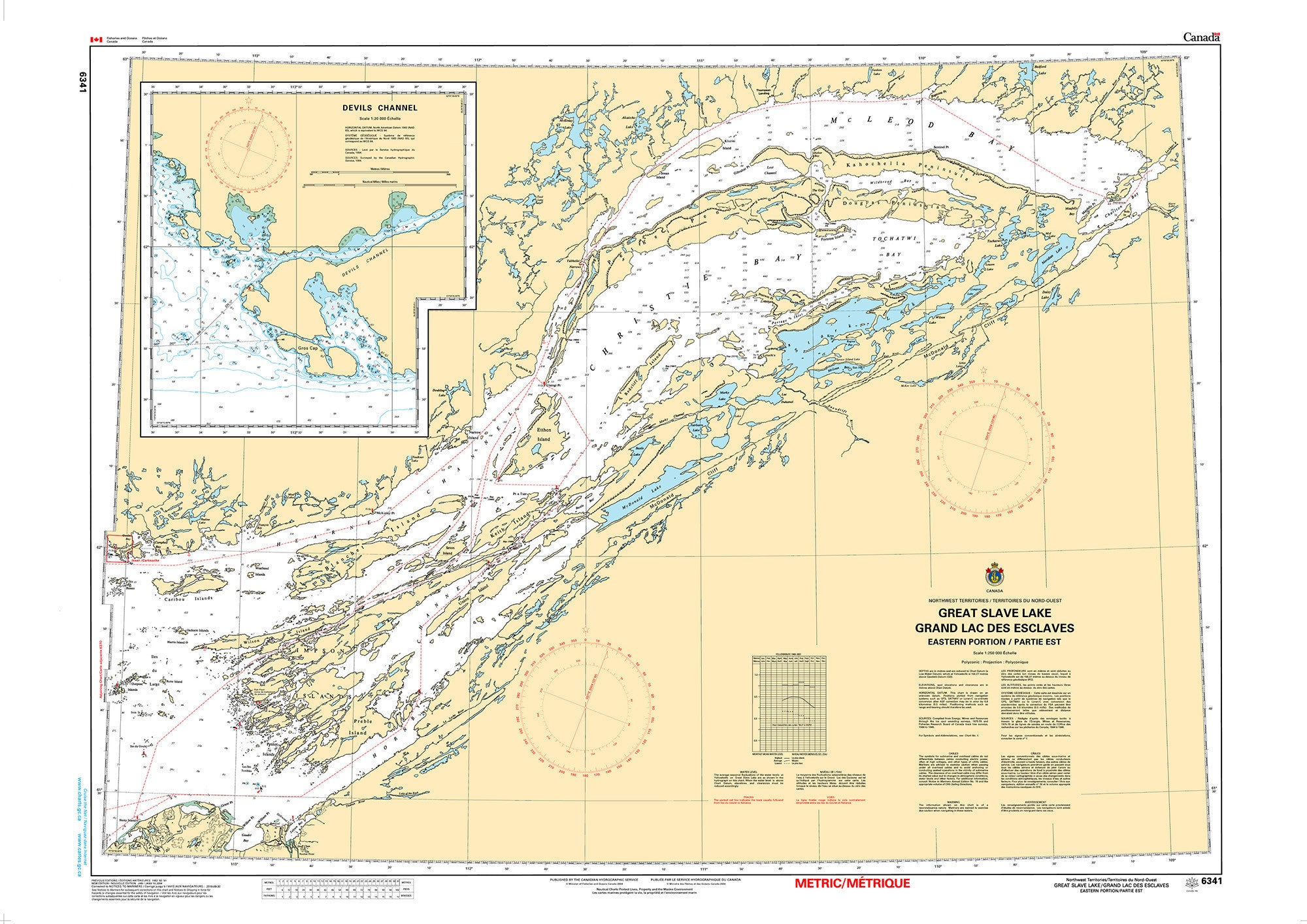 Canadian Hydrographic Service Nautical Chart CHS6341: Great Slave Lake/Grand lac des Esclaves, Eastern Portion/Partie est