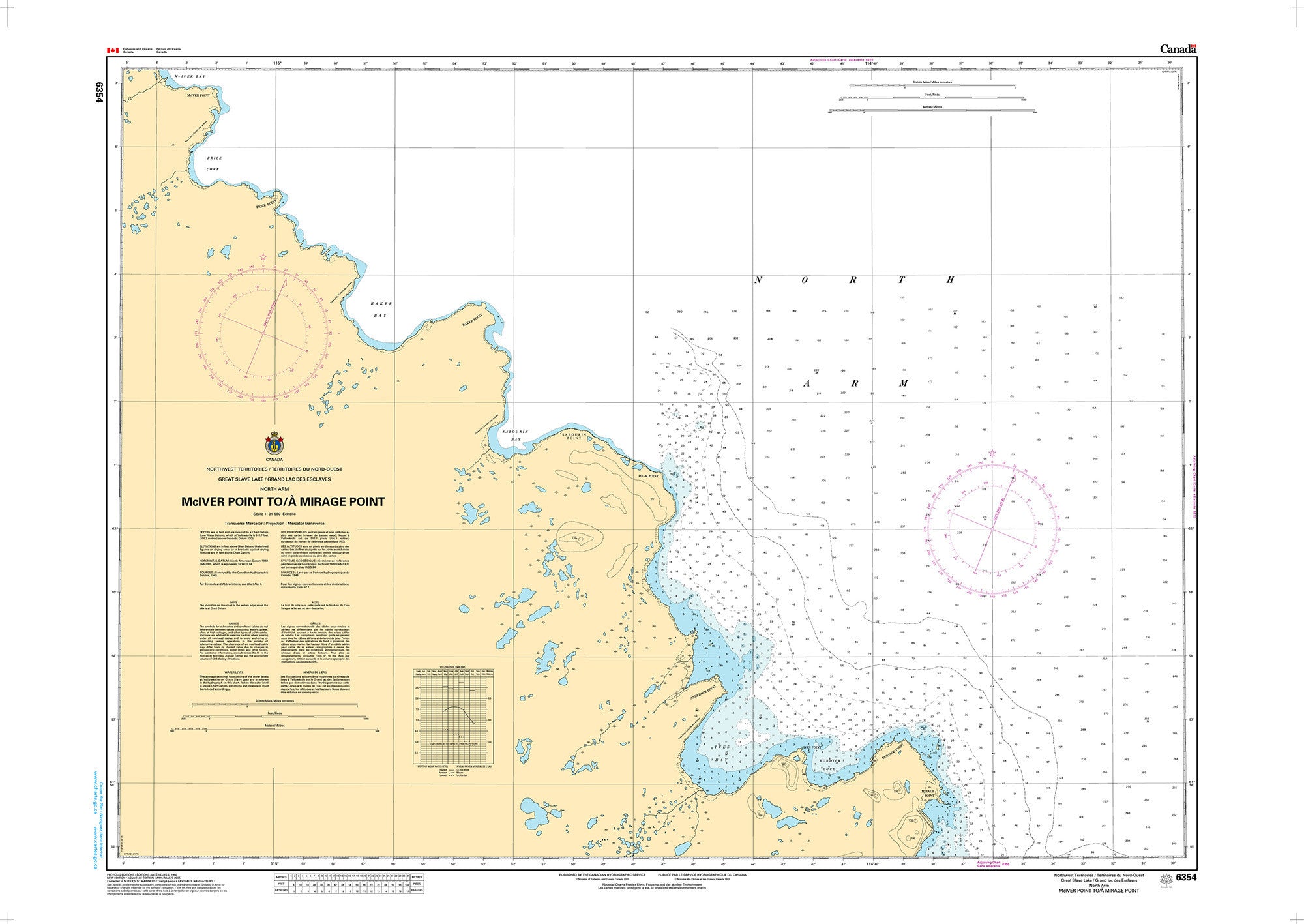 Canadian Hydrographic Service Nautical Chart CHS6354: McIver Point to/à Mirage Point