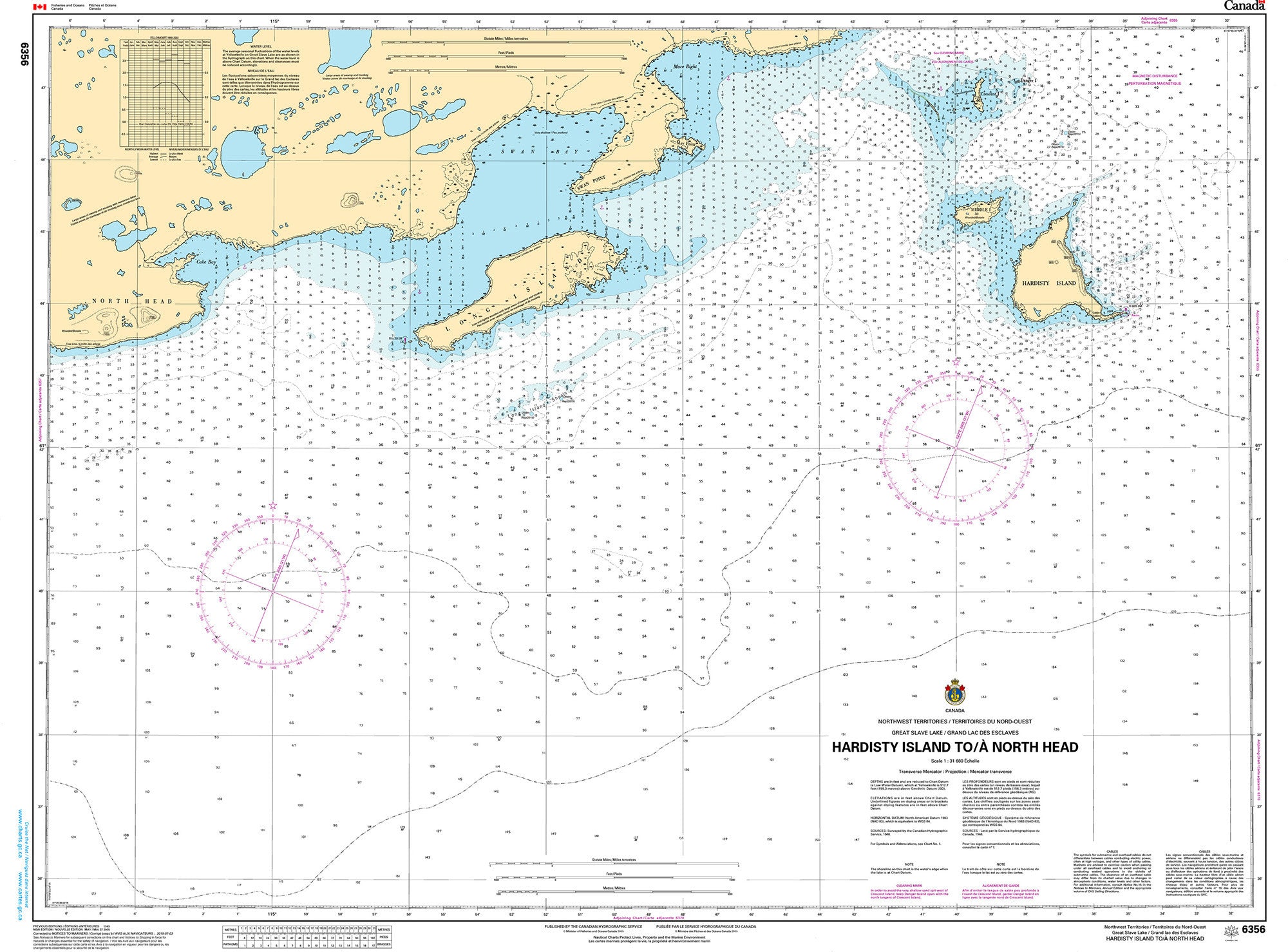 Canadian Hydrographic Service Nautical Chart CHS6356: Hardisty Island to/à North Head